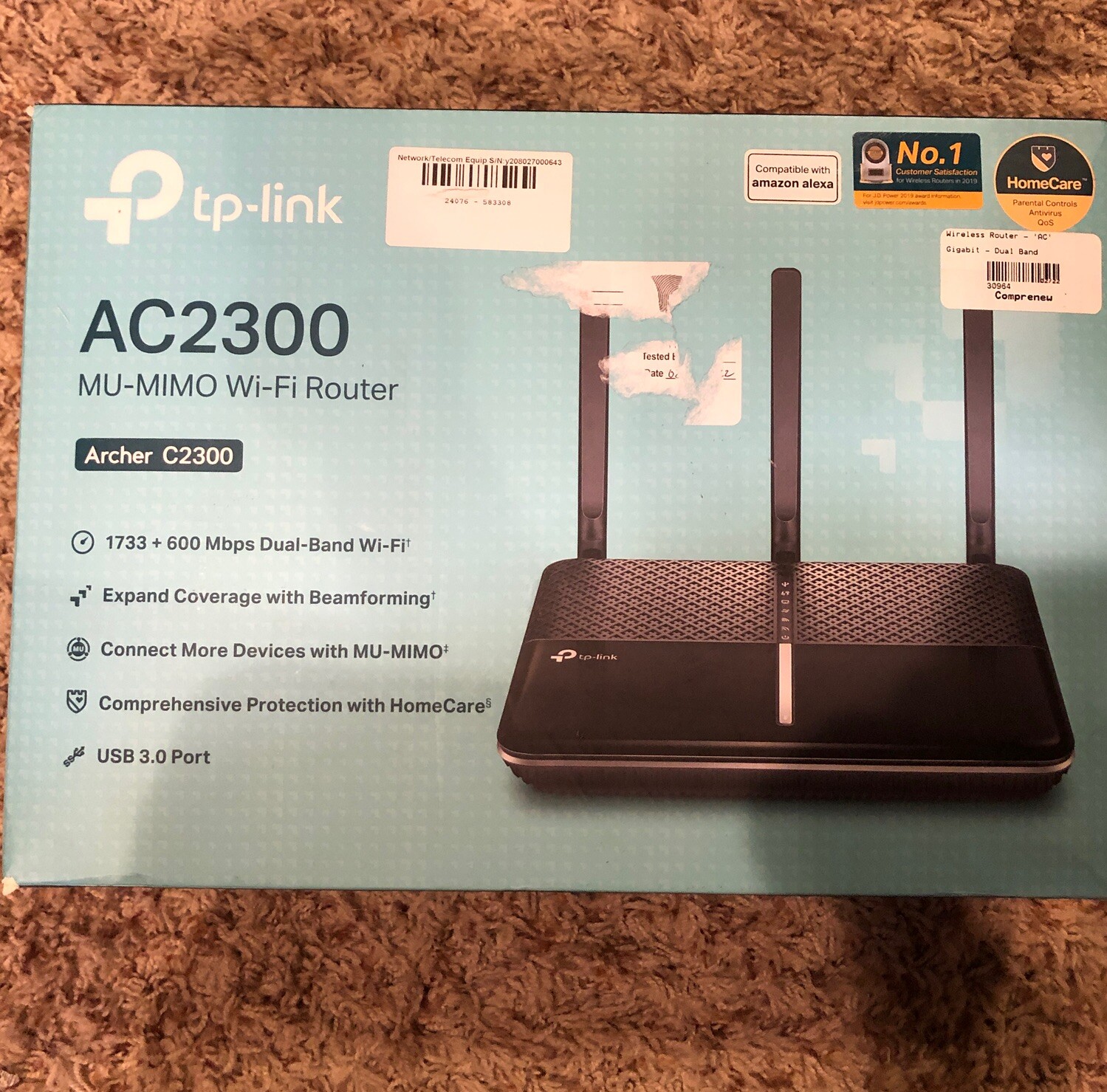 TP-Link AC2300 MU-MIMO Wi-Fi Router Archer C2300 1733+600 Mbps Dual-Band BOXED