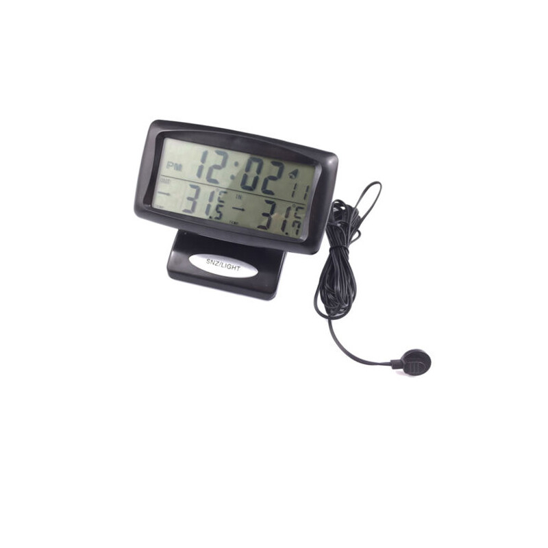 Auto LCD Digital Car Inside/Outside Thermometer Meter Clock LCD Display Black