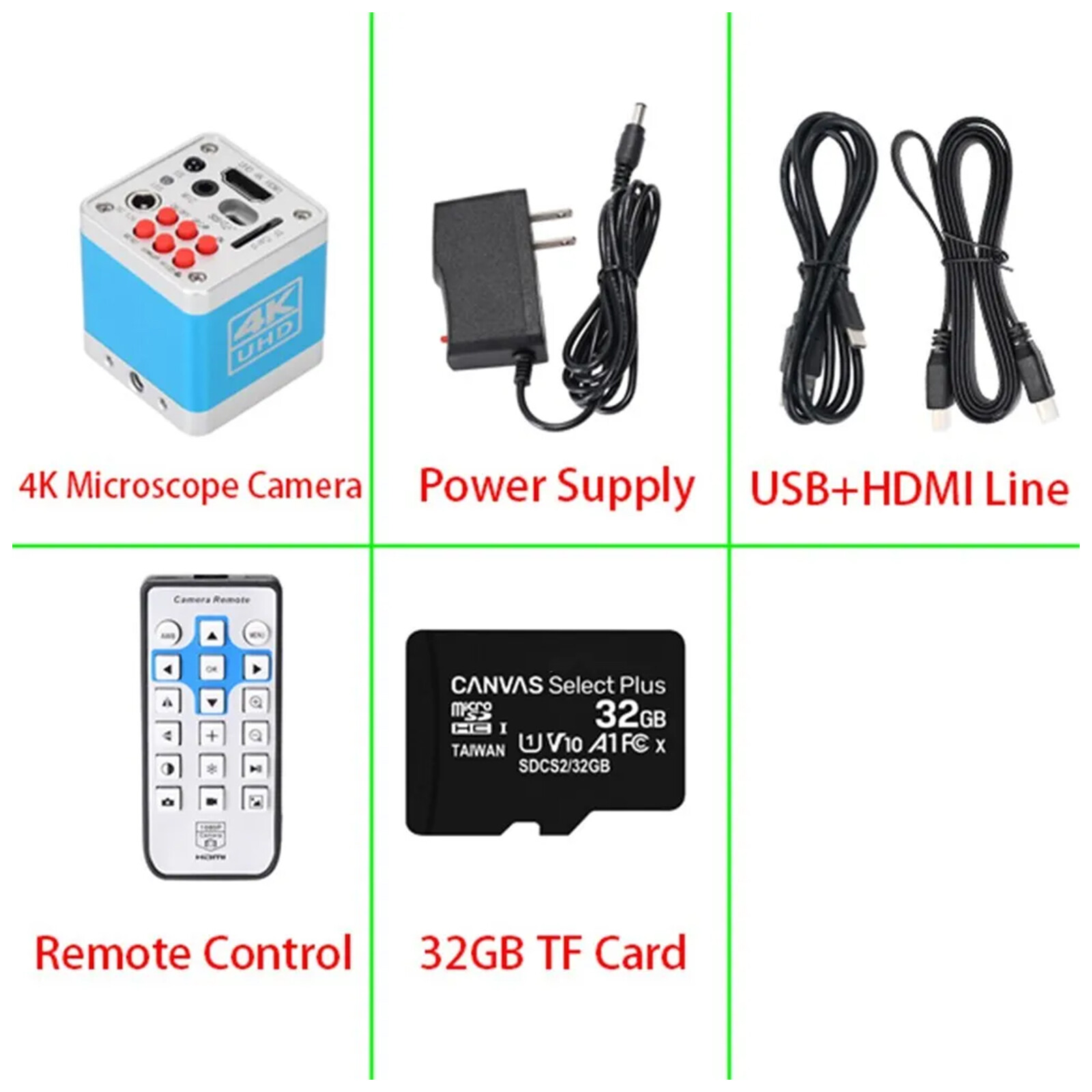 HY-6110 DC 12V 4K Microscope Camera Telescope Electronic USB Camera &32G TF Card