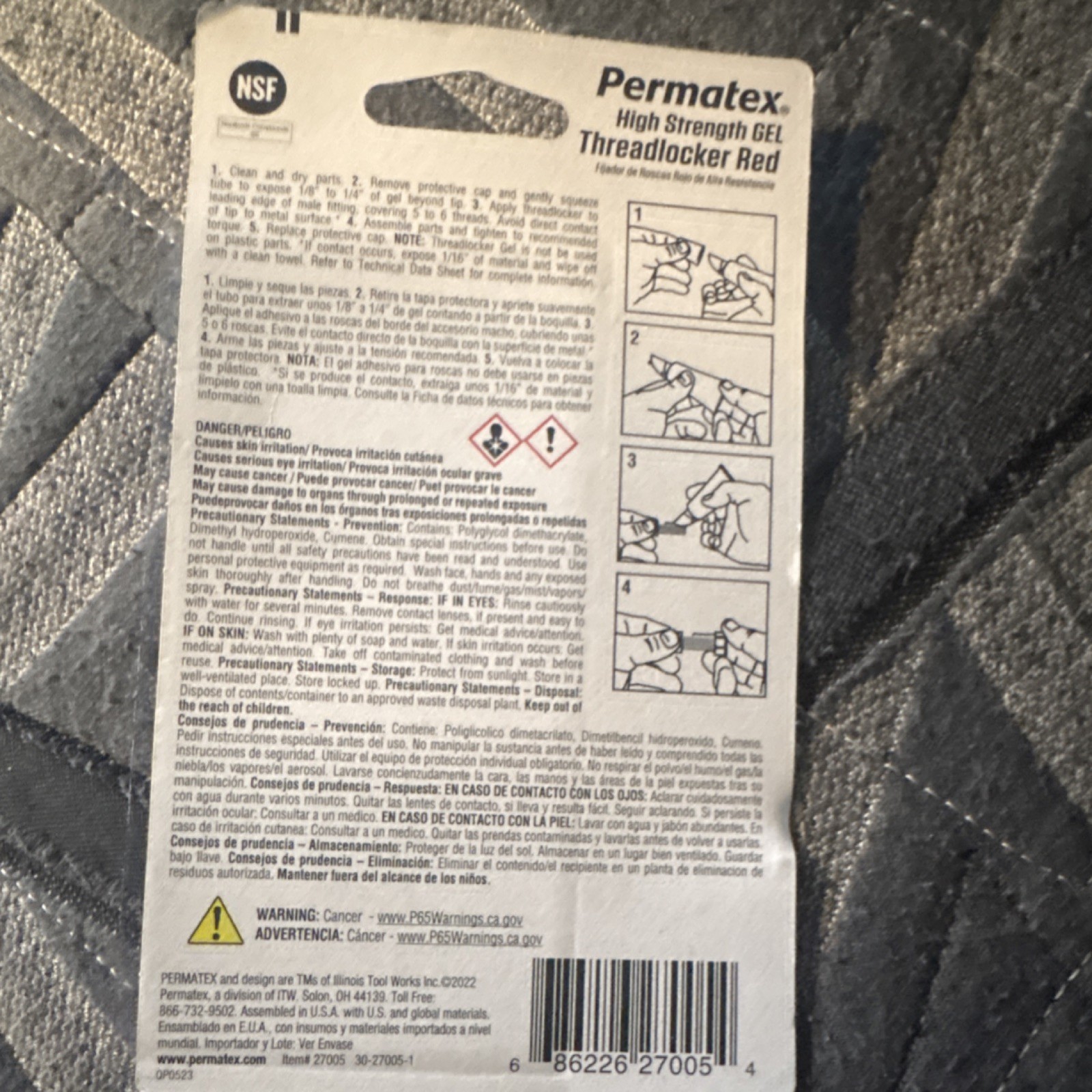 Permatex 27005 Thread locker Red Gel No Drip Formula High Strength