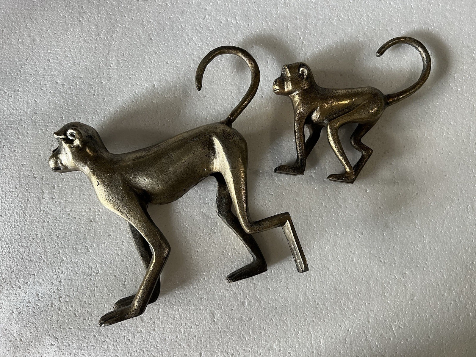 Pair of Bronze Interior Monkey Figurines Hand-Cast, India, Excellent Condition