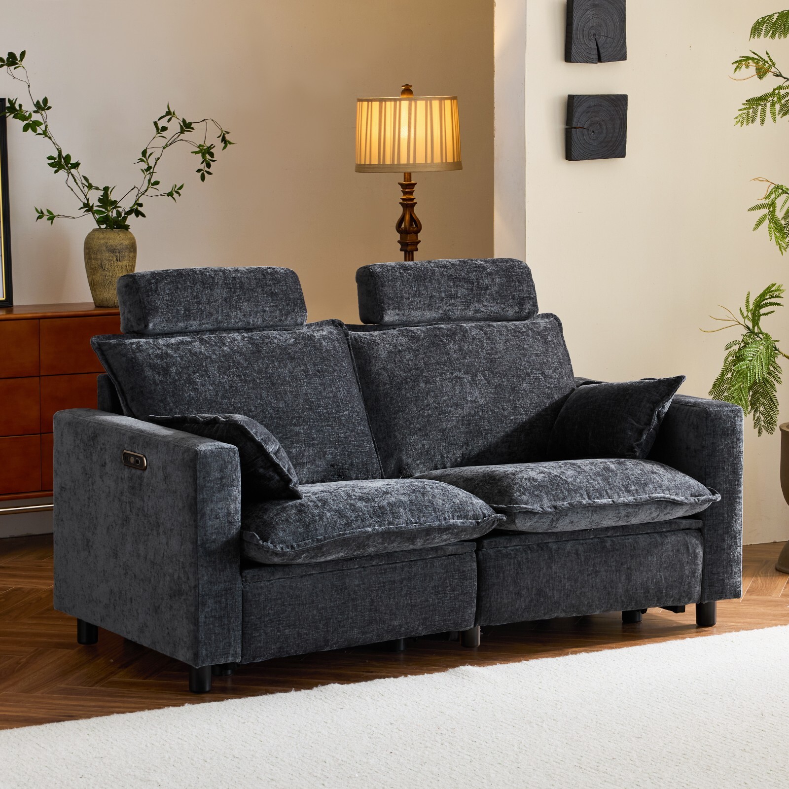 Electric Loveseat Recliner, Power Reclining Sofa with USB Ports, Cloud Couch