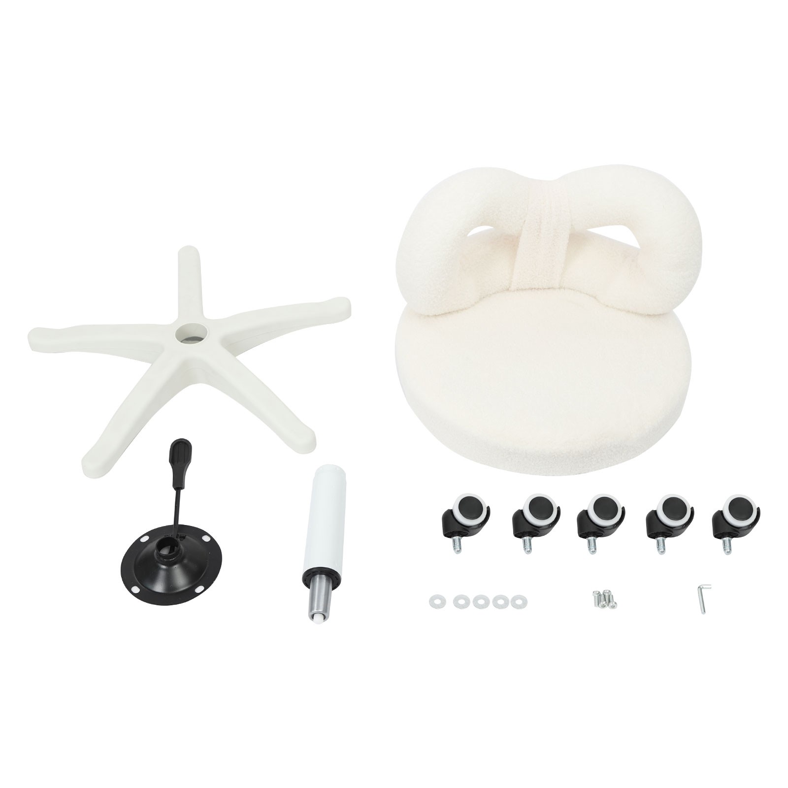 PU Lambswool Cute Bow Backrest Chair, Roller Chair, Make-up Chair