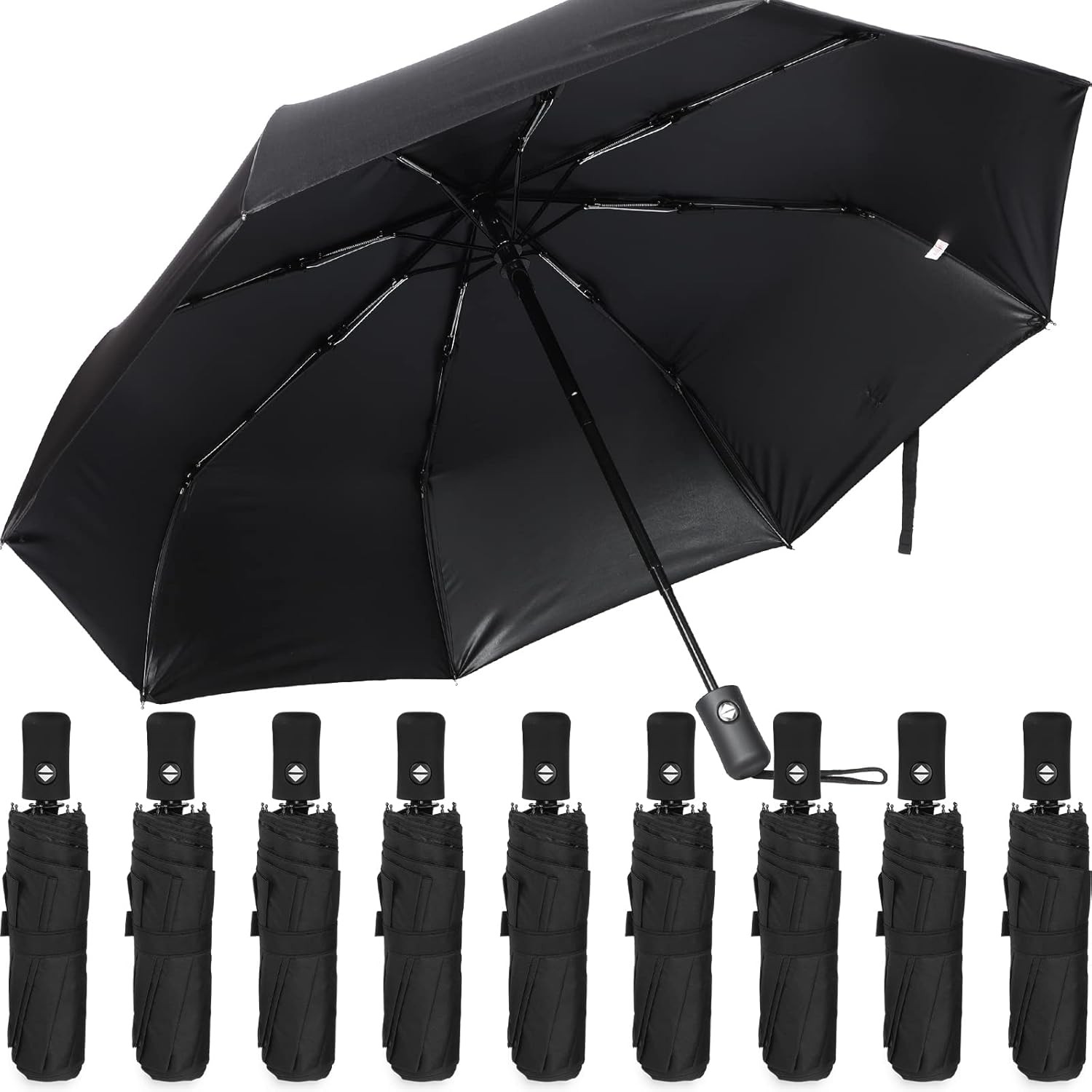 Kajaia Compact Umbrella, Black, 38.5 in Diameter, 1 lb Weight, Windproof and...