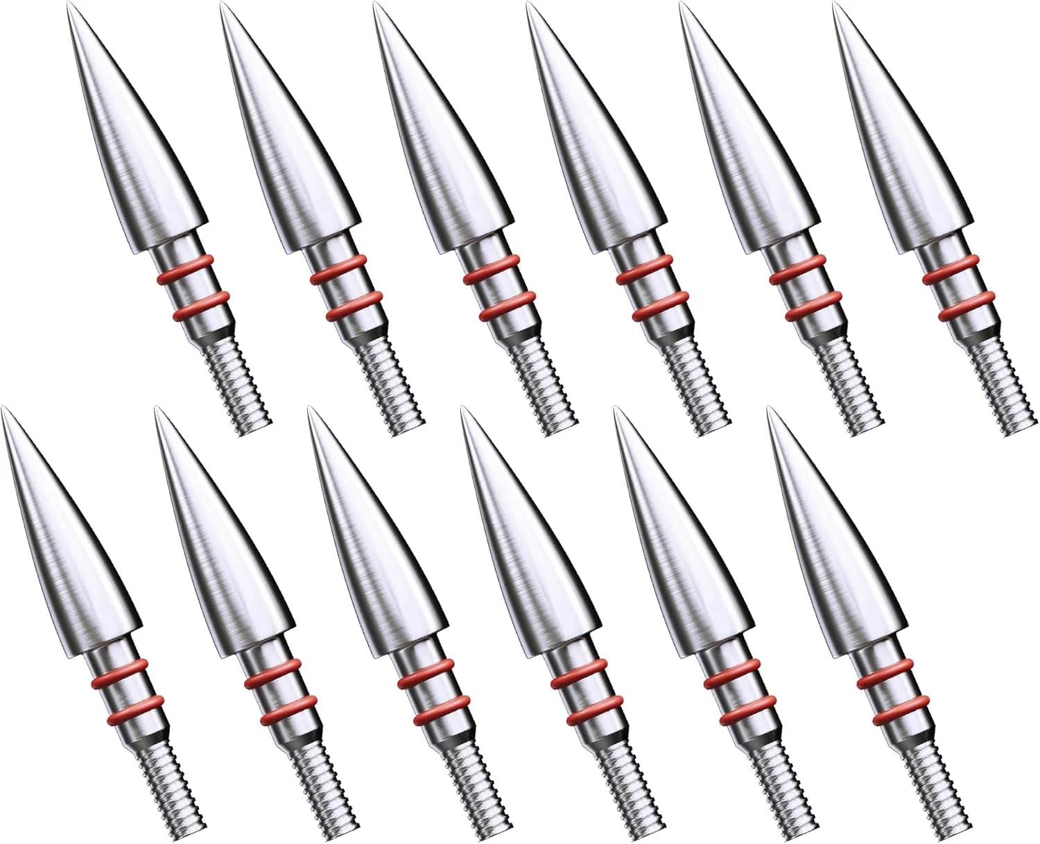 MOLFUZ 12pcs Archery Field Points 100/125/150/200/300 Grain, Stainless Steel Scr