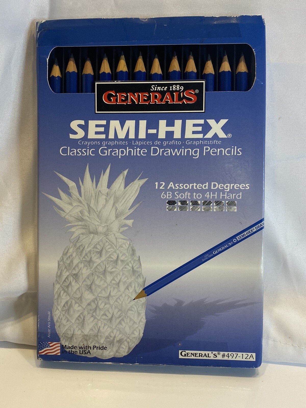 Semi-Hex Graphite Drawing Pencils 12/Pkg-