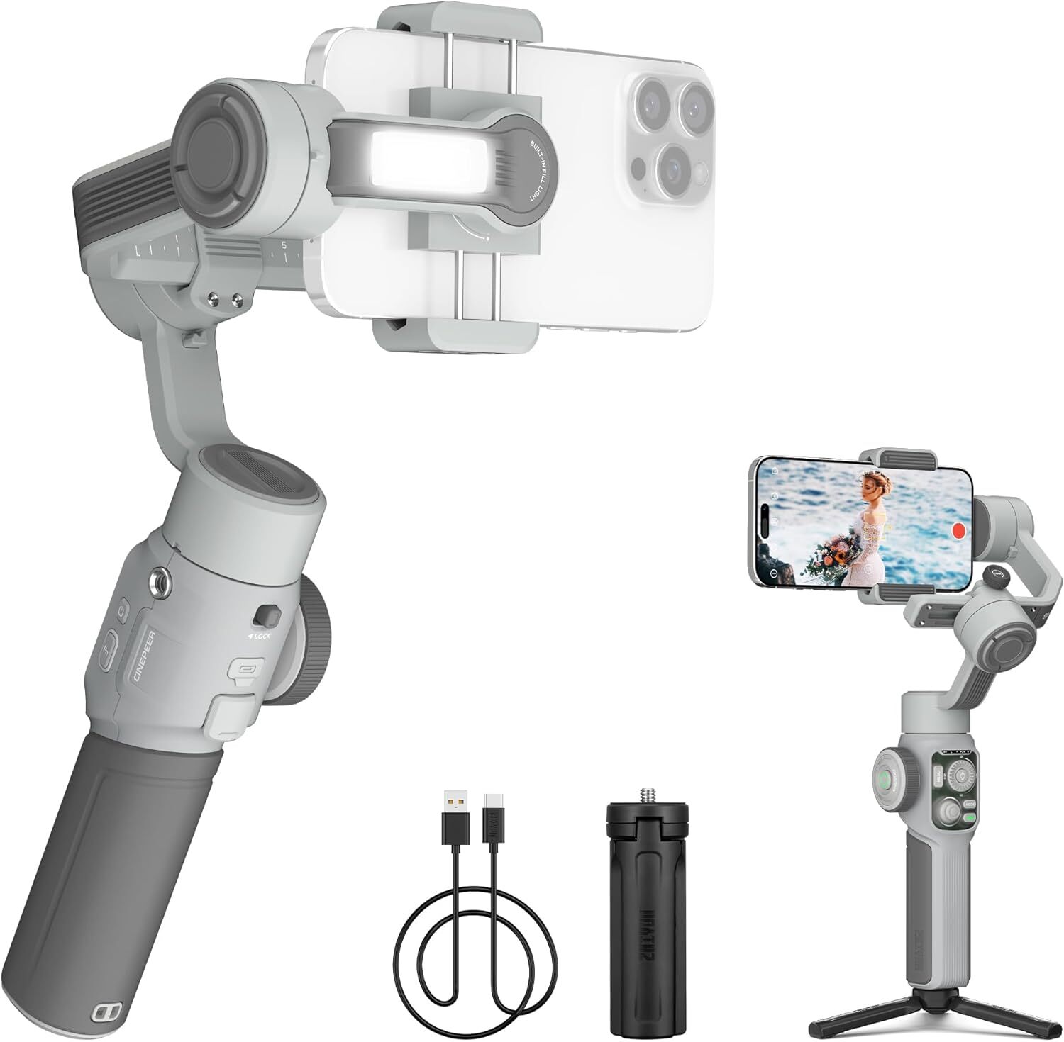 Zhiyun CINEPEER Smooth 5E Smartphone AI Gimbal Stabilizeror for iPhone Android