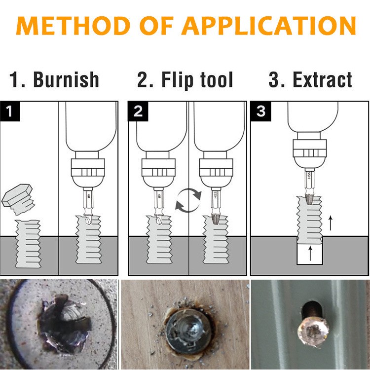 6 Piece Damaged Screw Extractor Tip Drill Bit Stripped &Broken Bolt Removal Tool