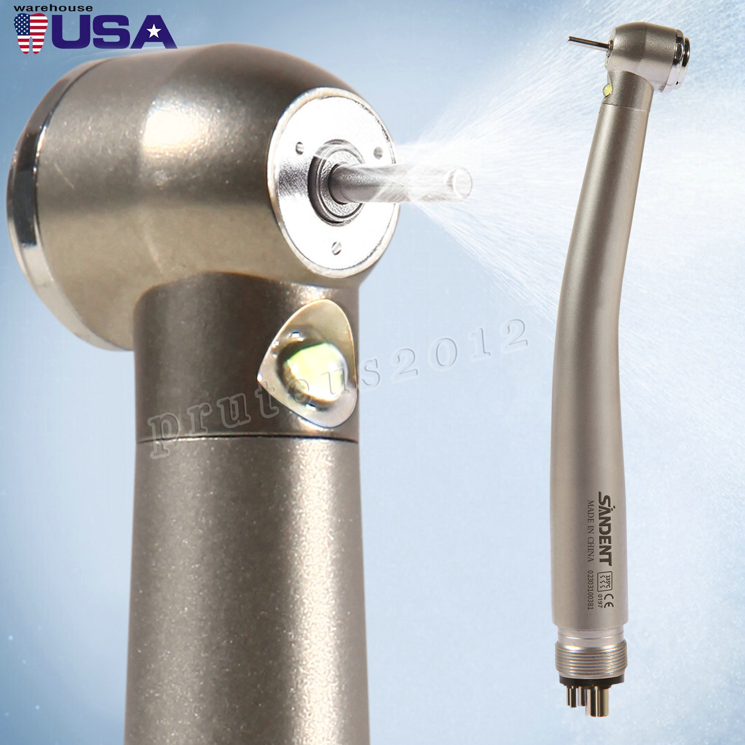 Dental Fiber Optic LED E-generator high speed handpiece Turbine 4 Holes SANDENT