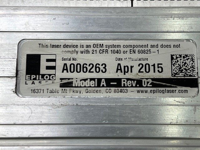 Epilog Model A - Rev 02 Year 2015 Laser Device Used *Not Tested*