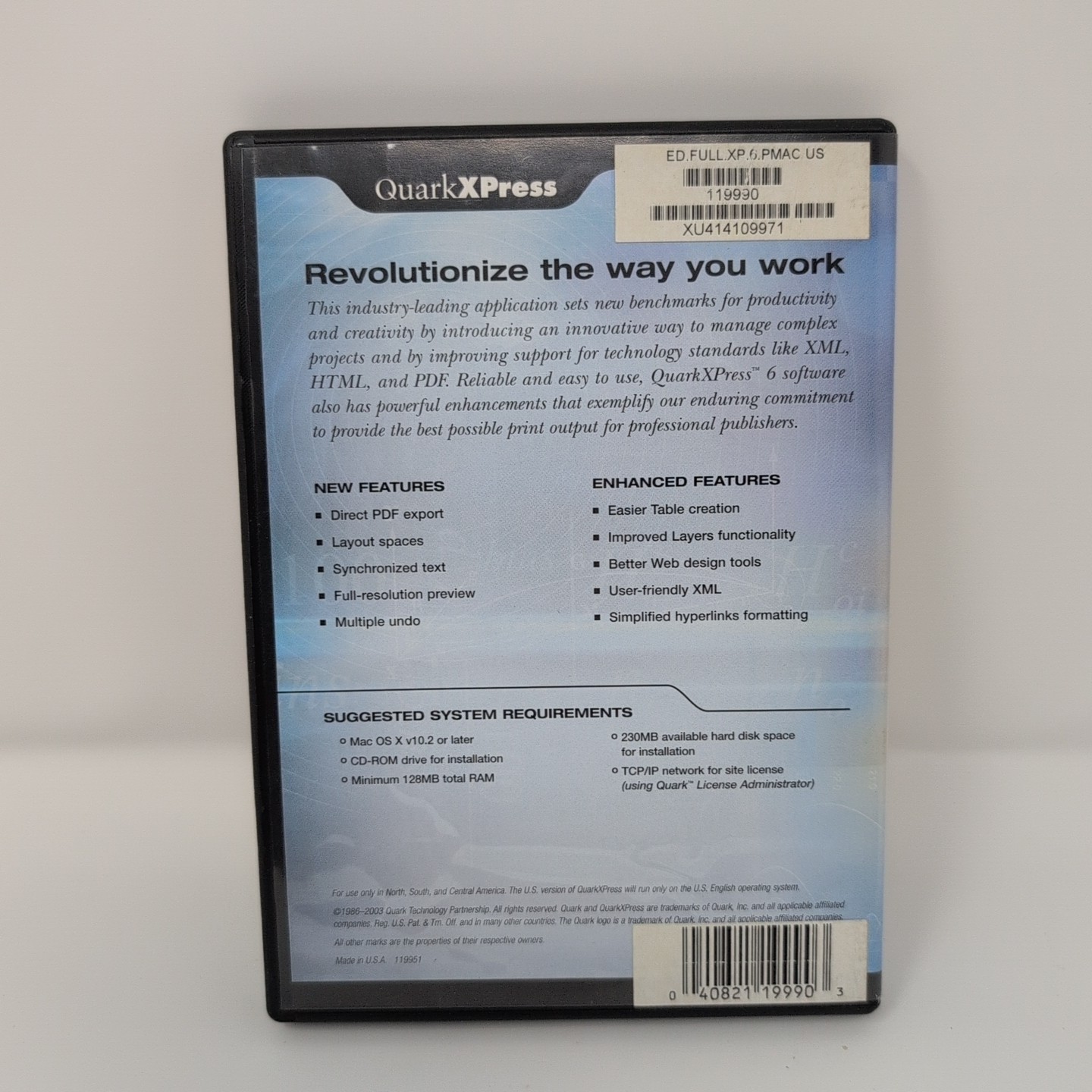 QuarkXPress 6.1 + 6.5 Upgrade - Software Mac OS w/ Code/SN Vintage Mac Design