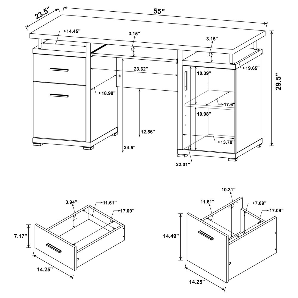 Classic Office Desk w/ 2 Drawers-Compact Computer Desk,Ample Storage & Workspace