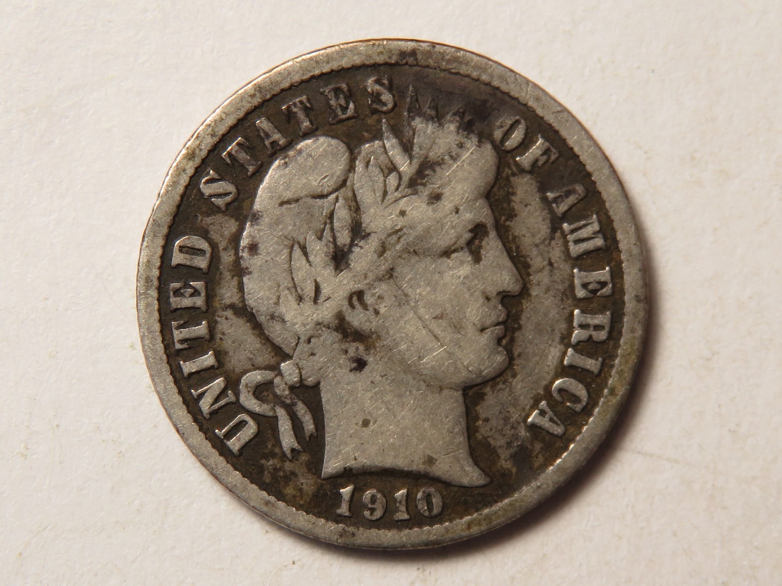 1910-S Barber Dime, F/VF