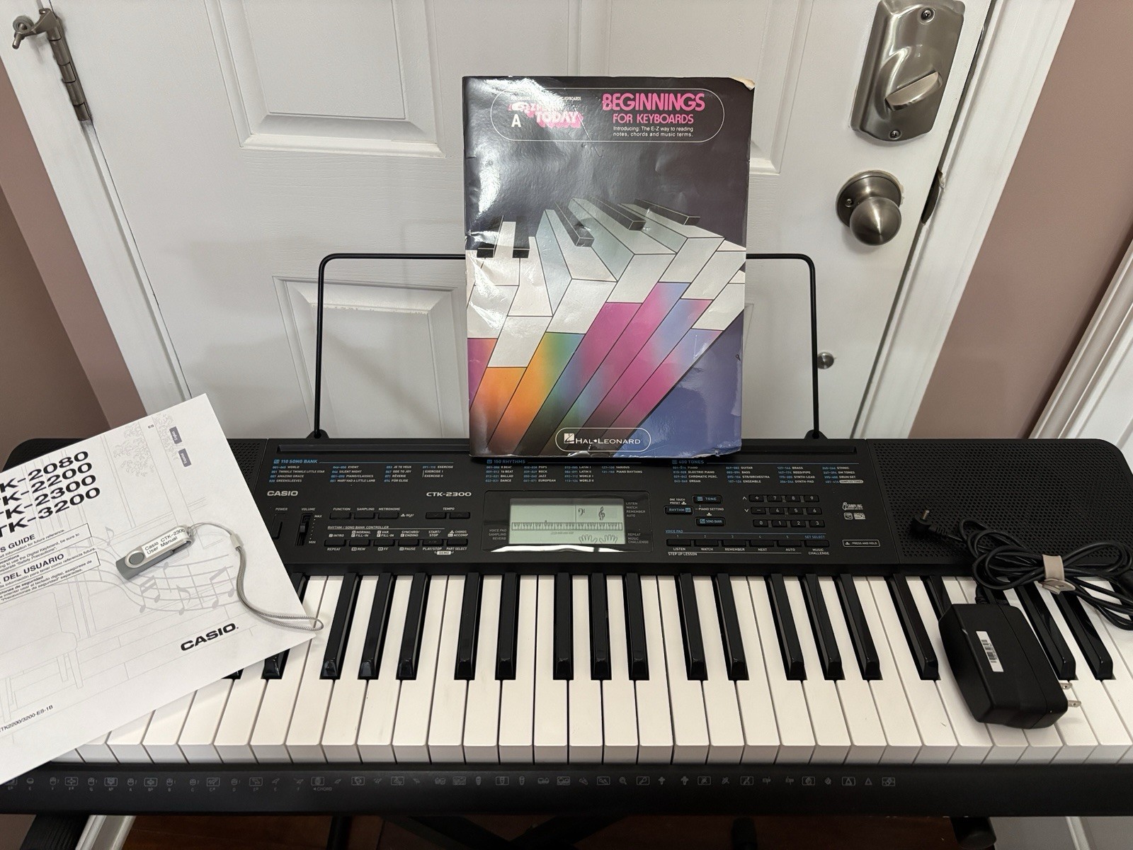Casio CTK-2300 Keyboard COMPLETE with stand, power cord, user manual, box
