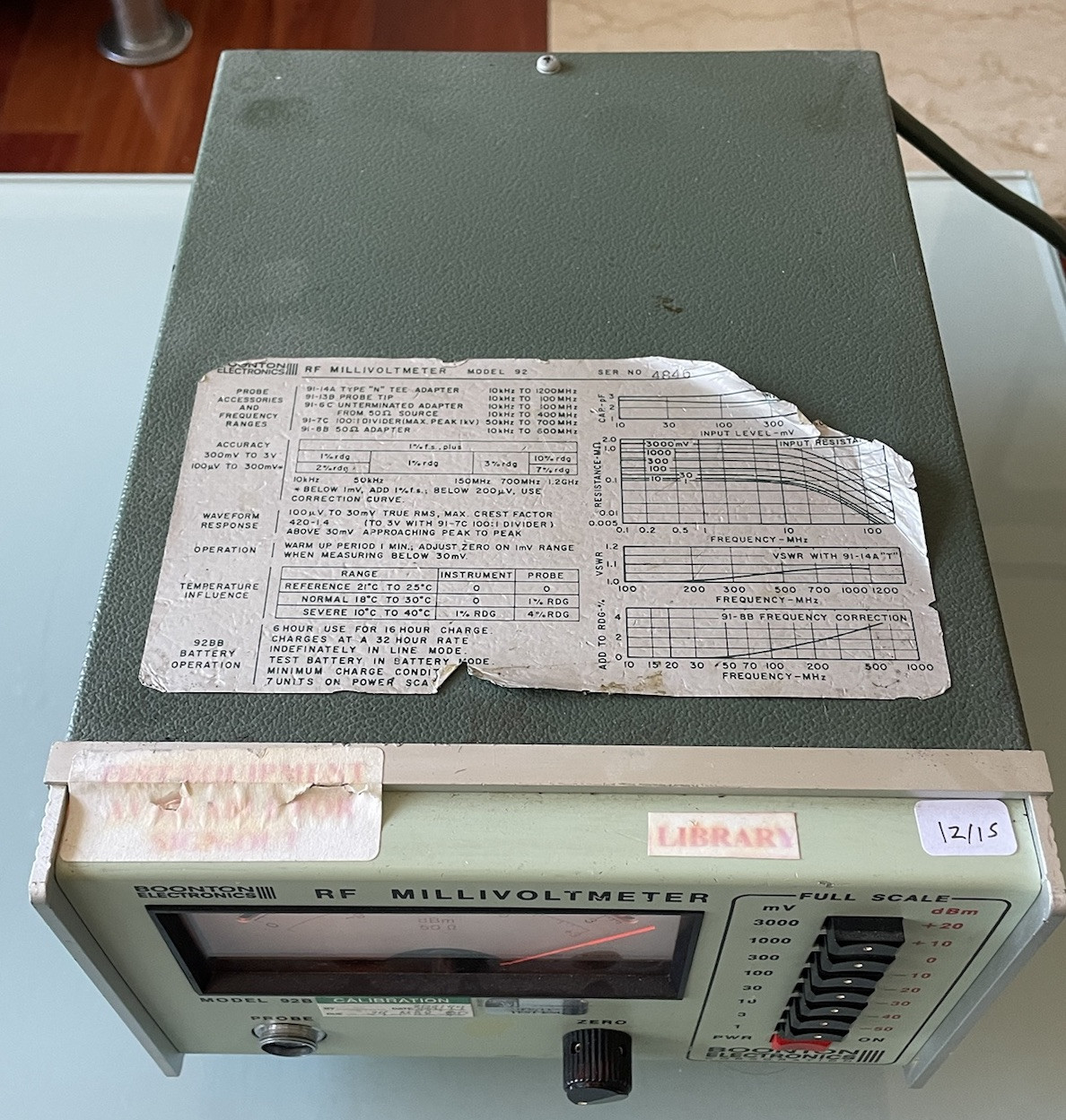 Boonton RF Millivolt Meter Model 92B No Probe Powers On As Is