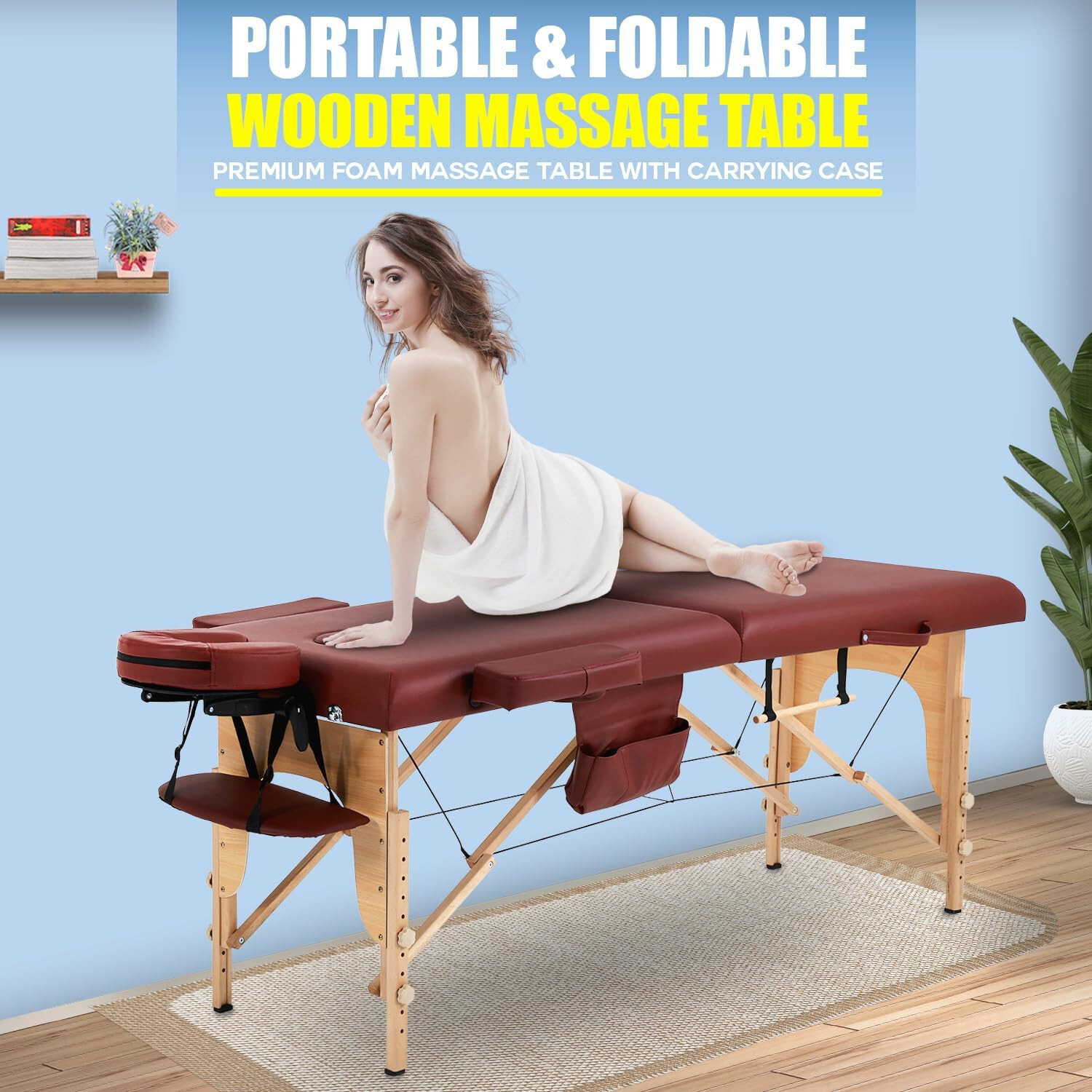 Massage Table Massage Bed Spa Bed 73" Long Portable 2 folding W/ Carry Case