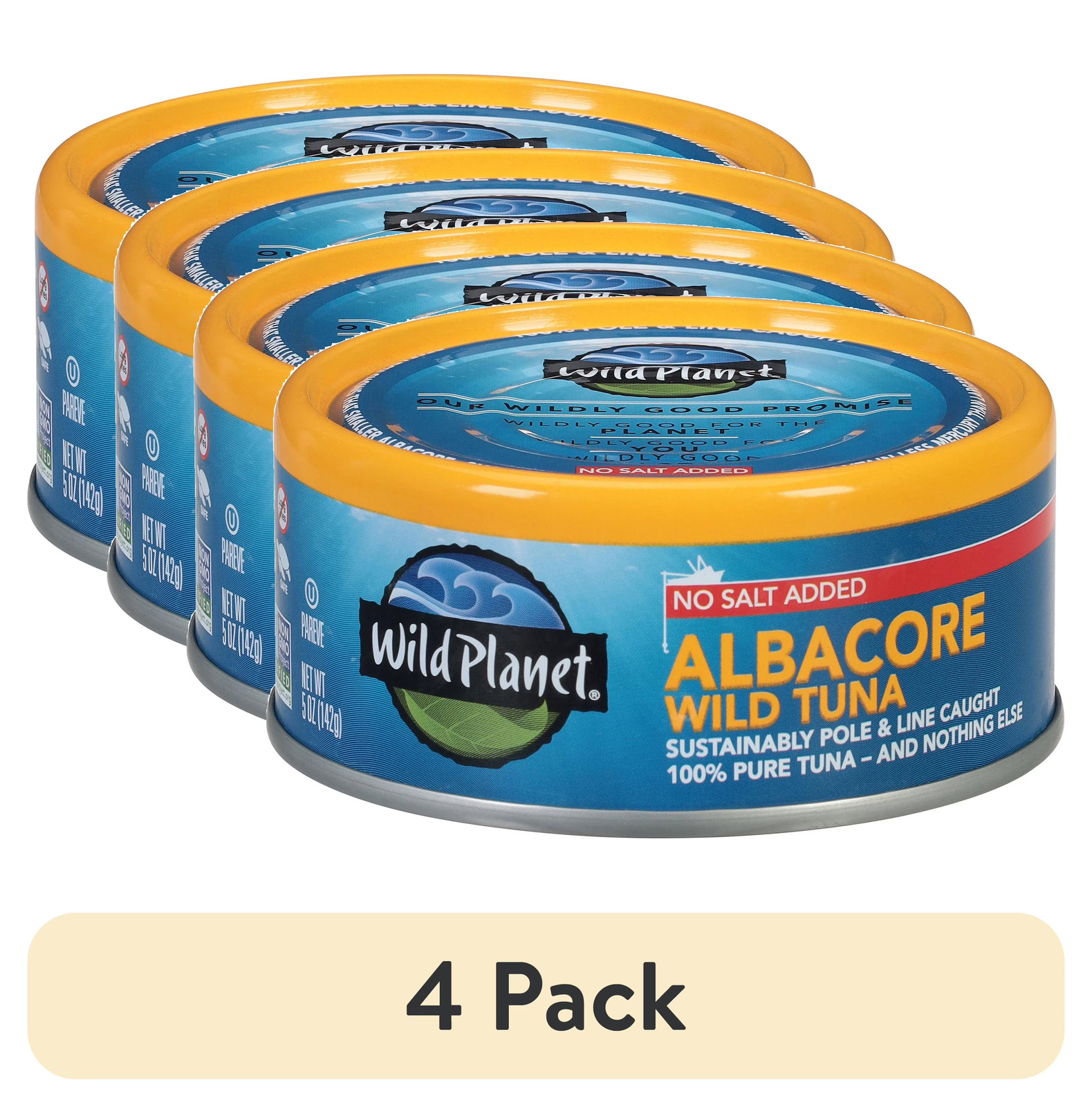 (4 Pack) Wild Planet Albacore Tuna No Salt 5oz Can