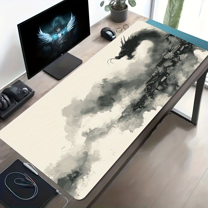 A Large Electronic Sports Gaming Mouse Pad Featuring an Ink Wash Dragon Design