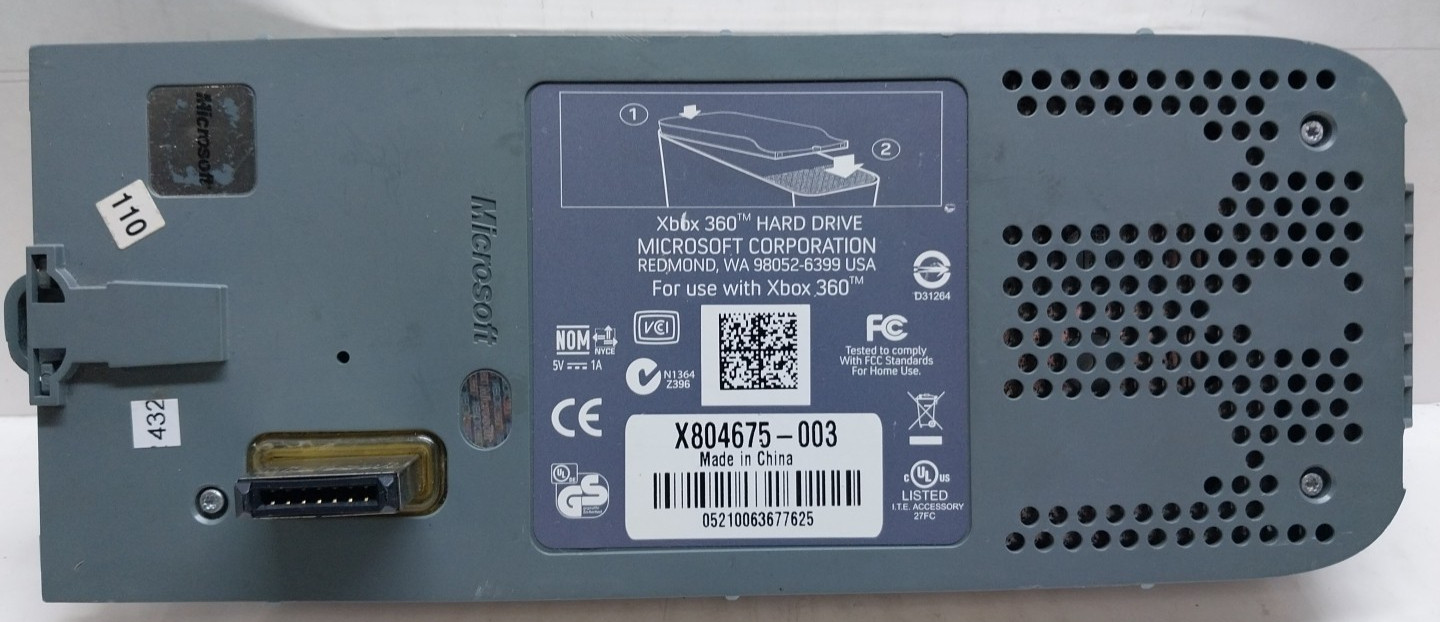 Microsoft Xbox 360 External Hard Drive 20GB HDD X804675-003 Tested Works OEM