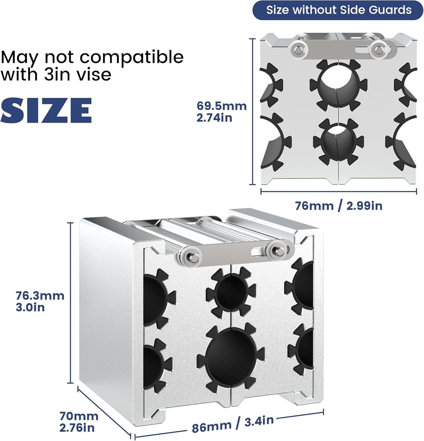Universal Clamp Collets Barrel with 4 Openings, Constructed from Silver