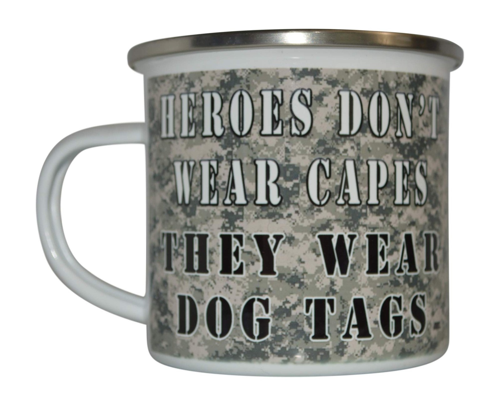 Rogue River Tactical Heroes Don't Wear Capes They Wear Dog Tags Camp Mug Enam...