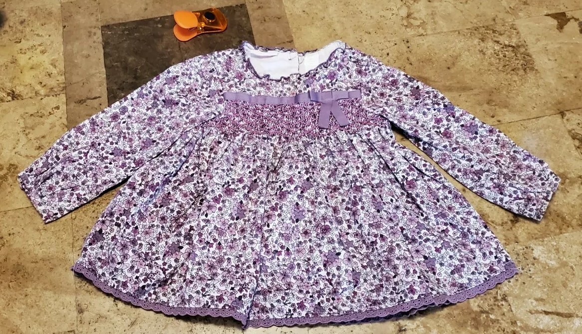 18 Months Baby Doll Style Top First Impressions Ruched Purple Floral Flare Cute
