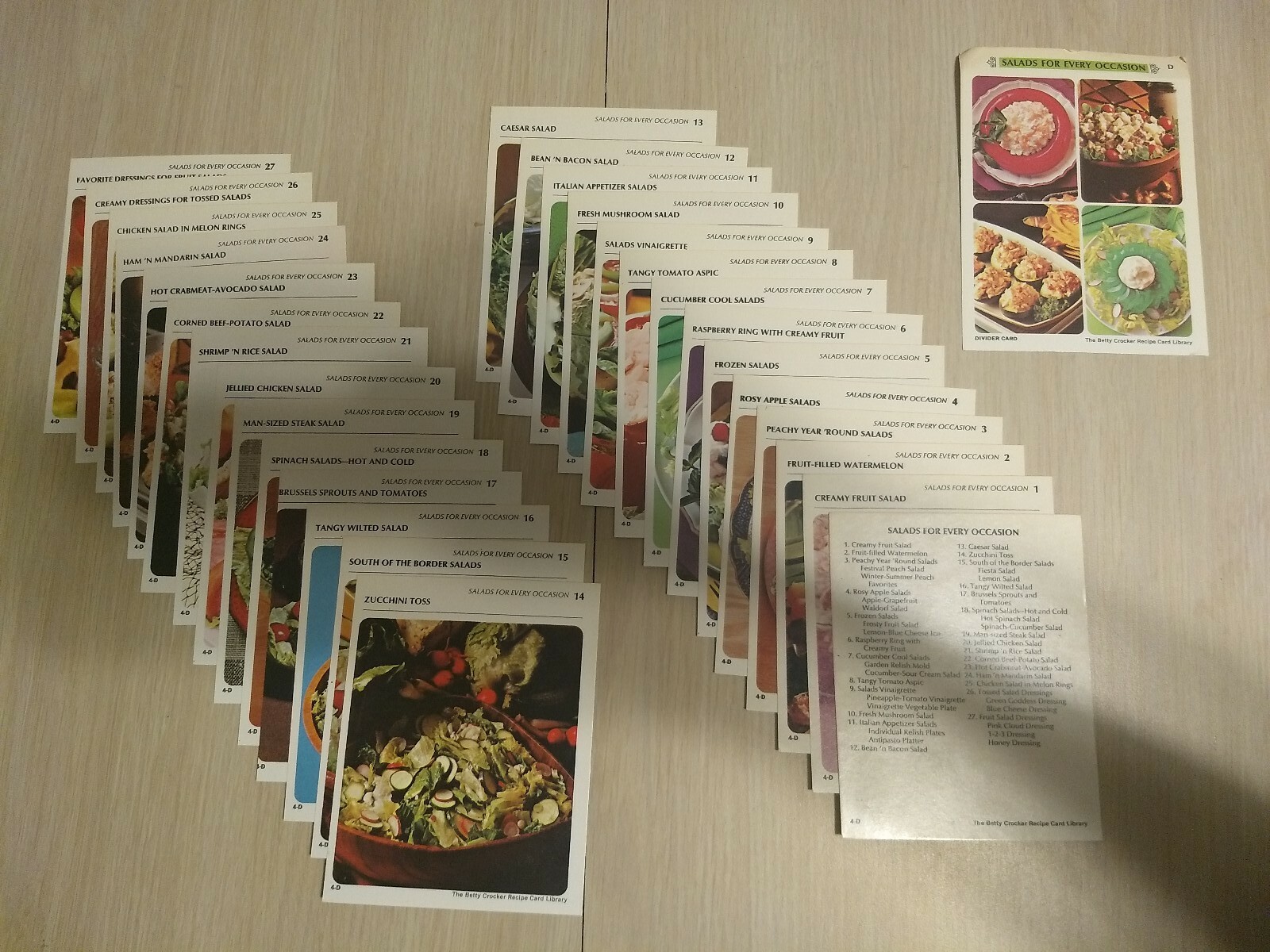 Betty Crocker SALADS EVERY OCCASION Recipe Card Library Section D 1-27 1971 Vtg