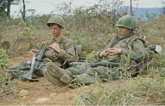 Vietnam  War  Photos -- Soldier Relaxing
