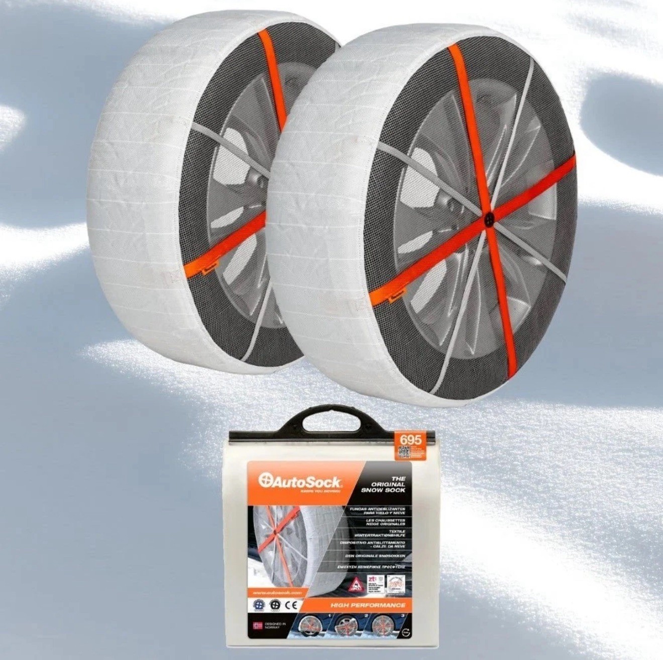 AutoSock HP 695 Winter Tire Traction Aid Snow Ice Sock Pair - Chain Alternative