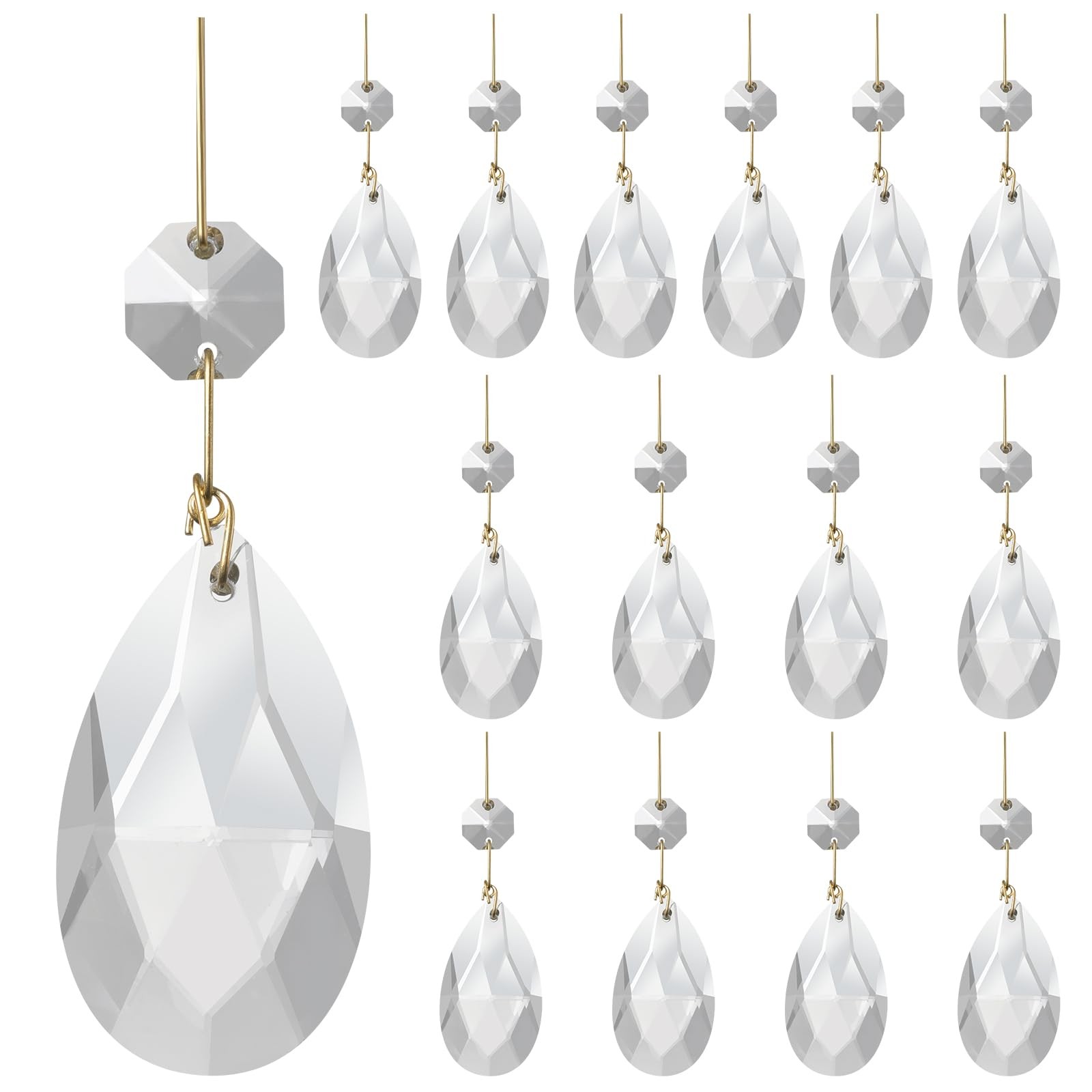 15 Pcs Clear Teardrop Crystal Chandelier, Crystal Pendant for Light Lamp & Windo