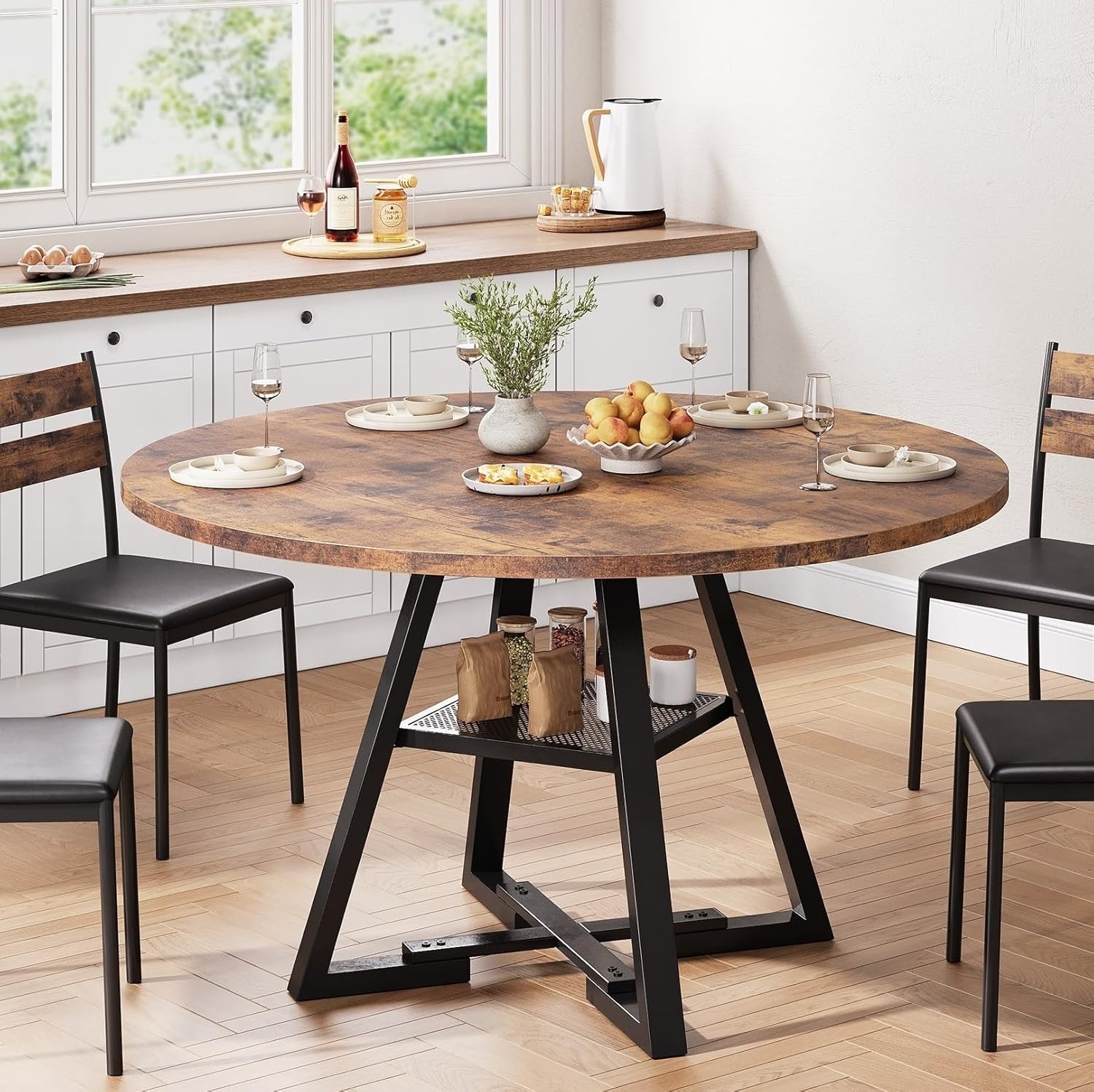 Round Dining Table 47 Inch Pedestal Wood Table
