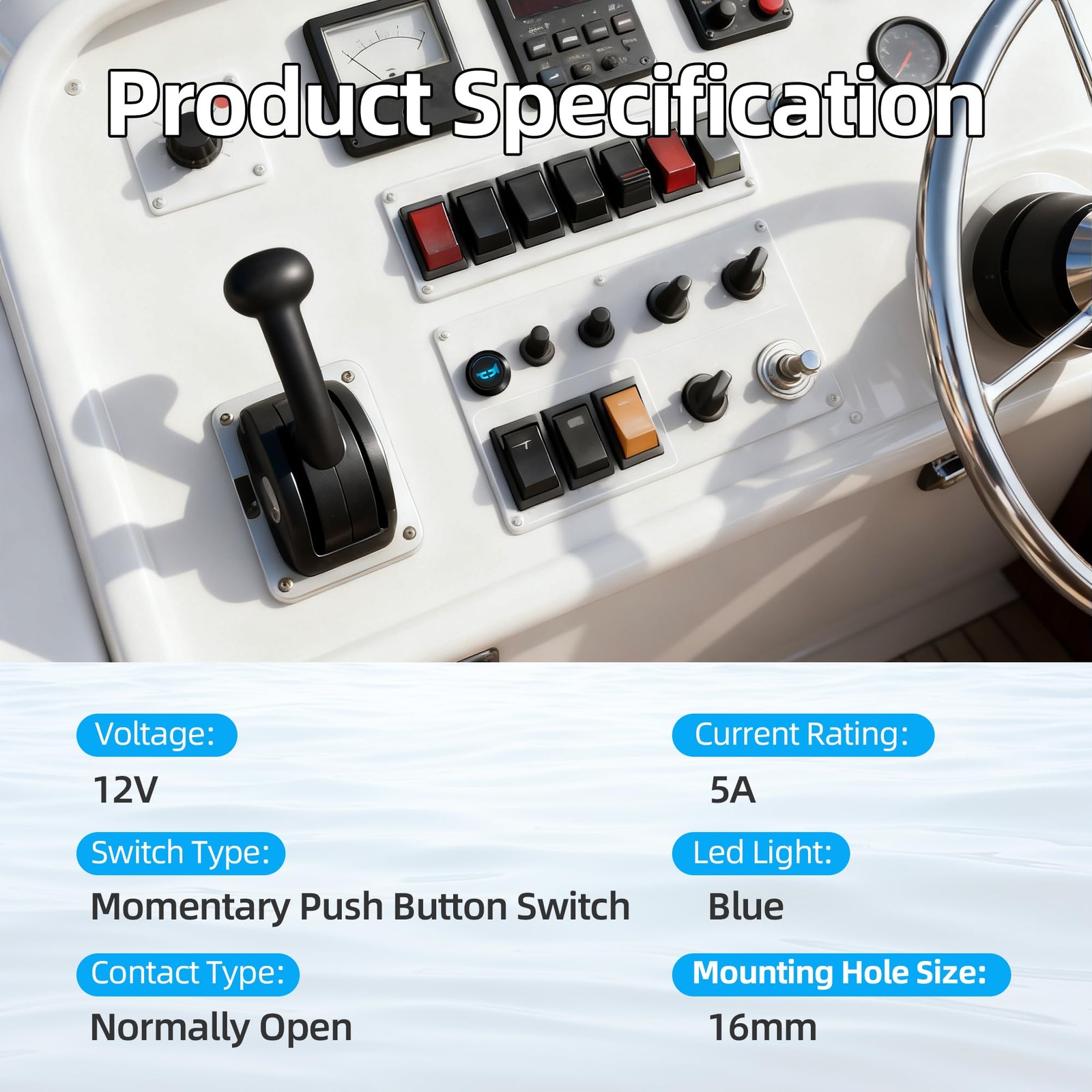 Horn Button 12V Marine Horn Button 16MM Momentary Push Button Switch Stainless S