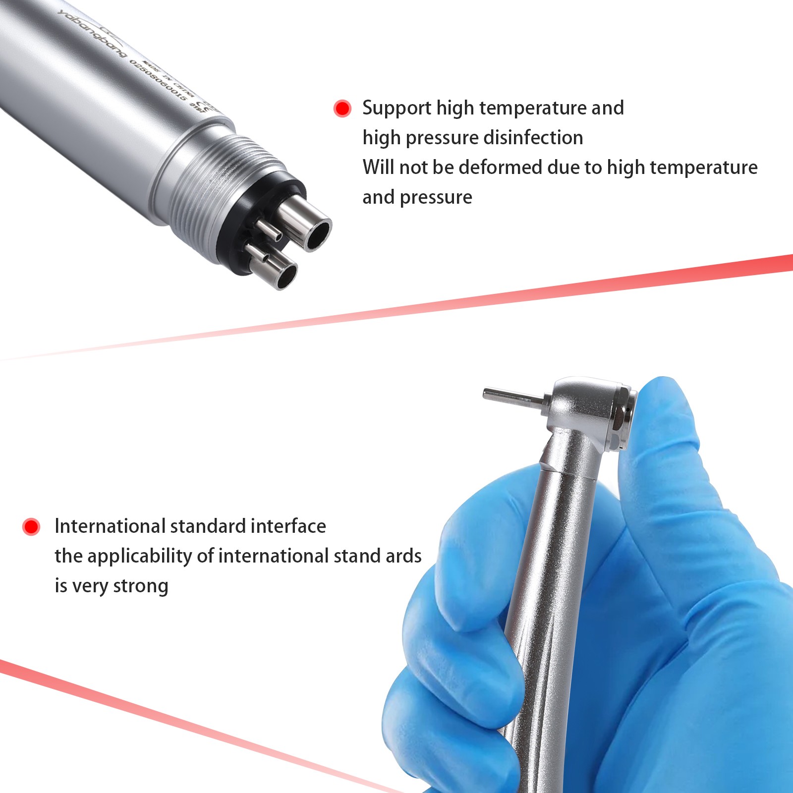 LED Dental High Fast Speed Handpiece Pediatric Push Button Mini Small Head 4HOLE