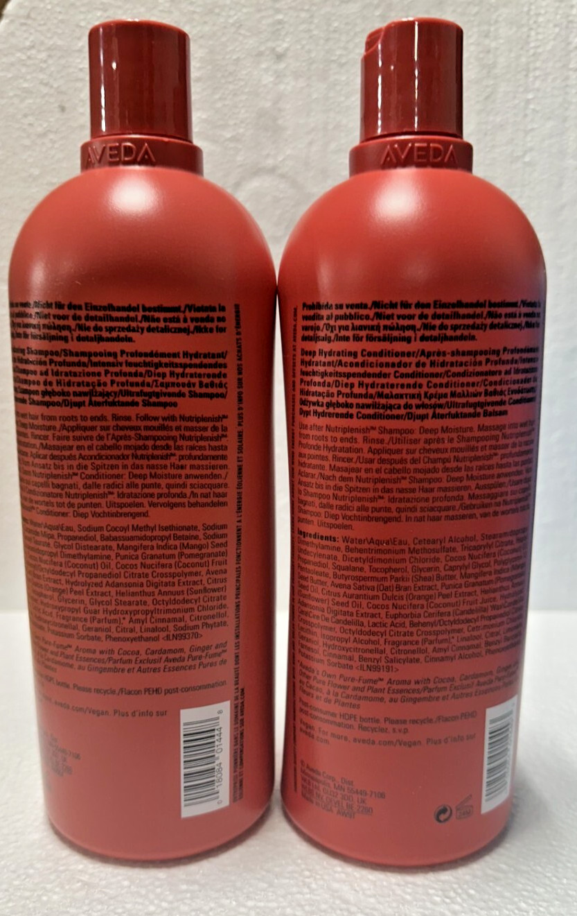 Aveda Nutriplenish DEEP Mositure Shampoo & Conditioner 33.8 Oz