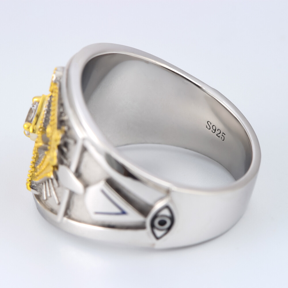 Ancient Templar G Freemason Masonic Solid Sterling Silver Ring