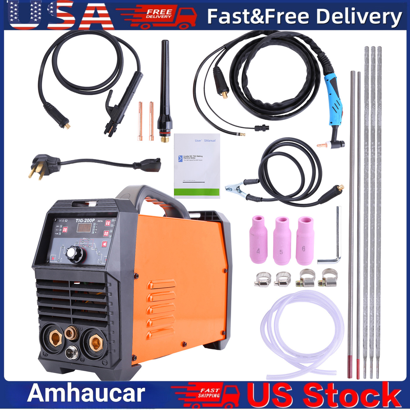 2T/4T TIG Welder 200A 110/220V TIG/Stick/Arc 2in1 Welder Digital Welding Machine