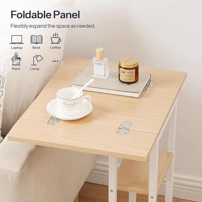 Foldable C Shaped End Table Multifunctional Couch Side Table Living Room New