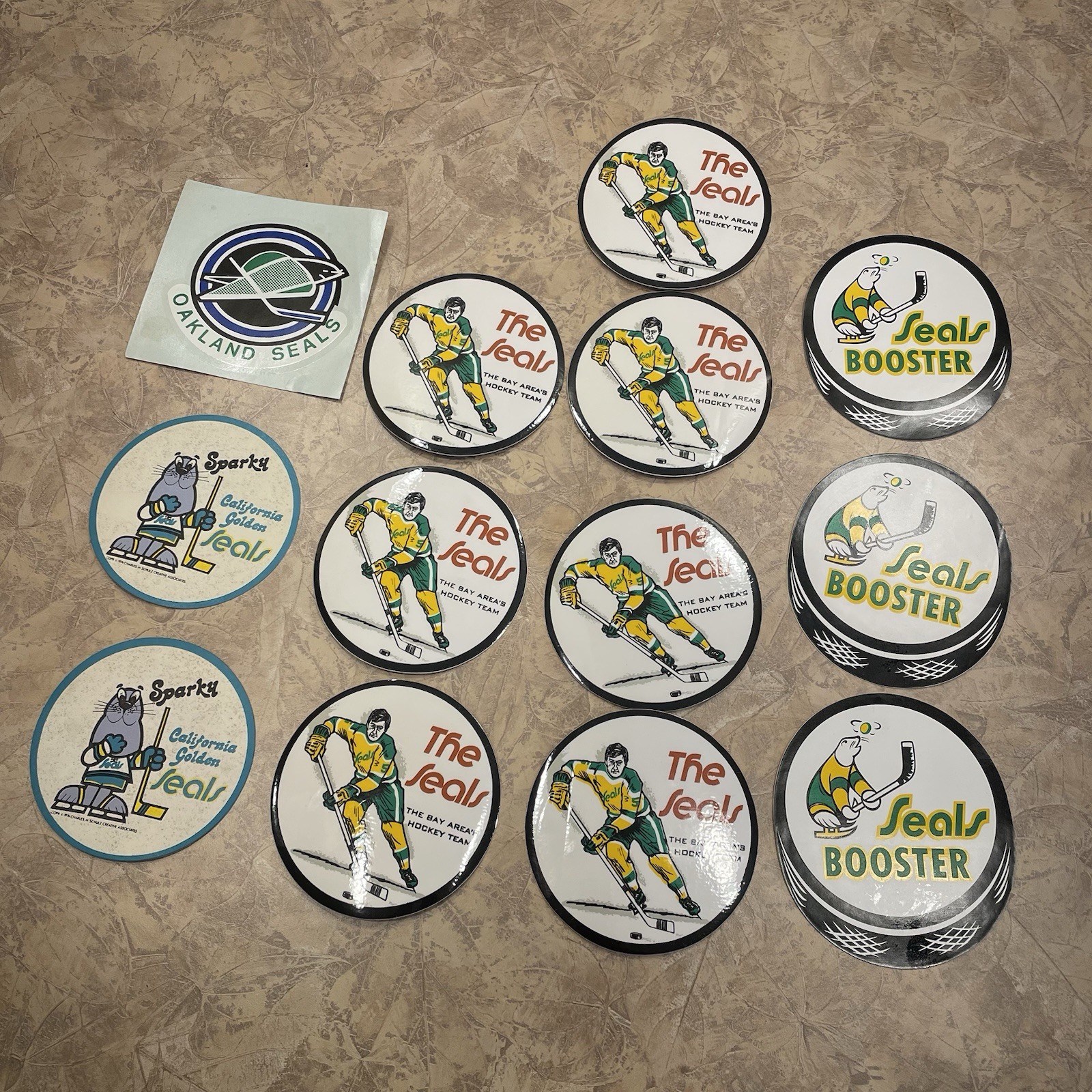 Lot of 13 Oakland Seals Vintage Stickers Lost NHL Team Booster Club Sparky Bay