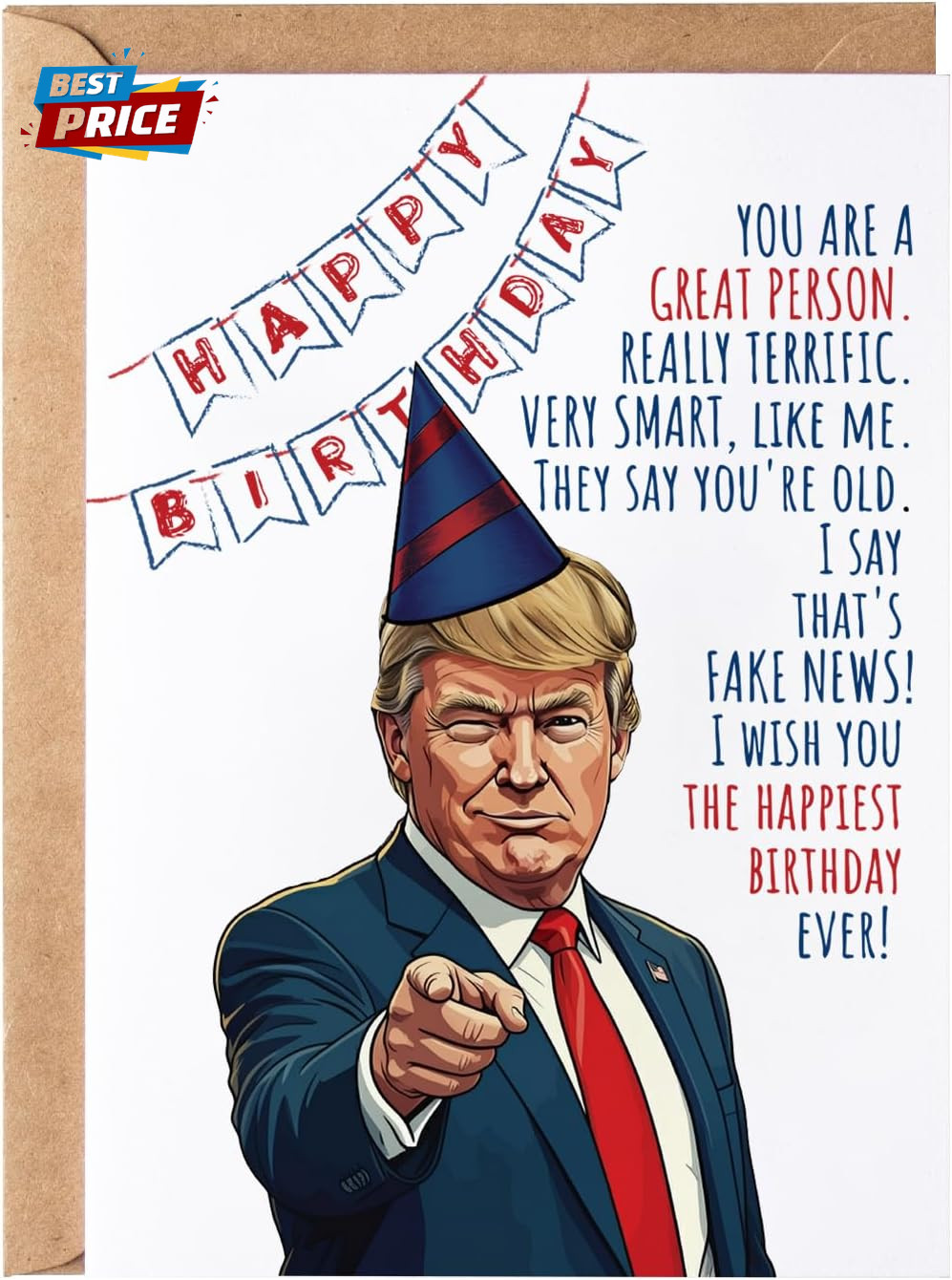 Funny Trump Birthday Card for Women Men, Humorous Donald Trump Birthday Gift ide