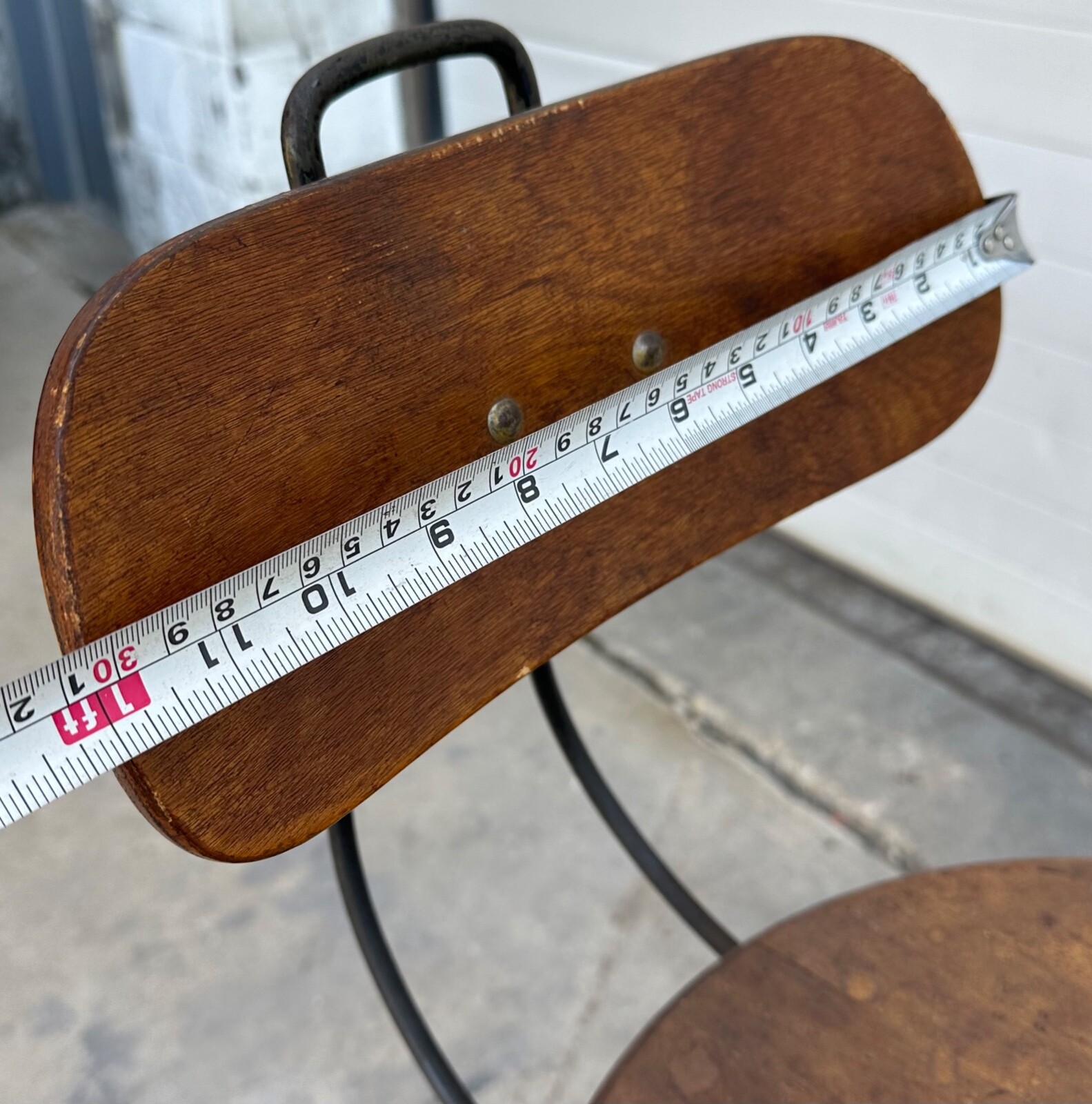 Vintage Industrial Shop Stool / Drafting Stool w/ Backrest (5315)