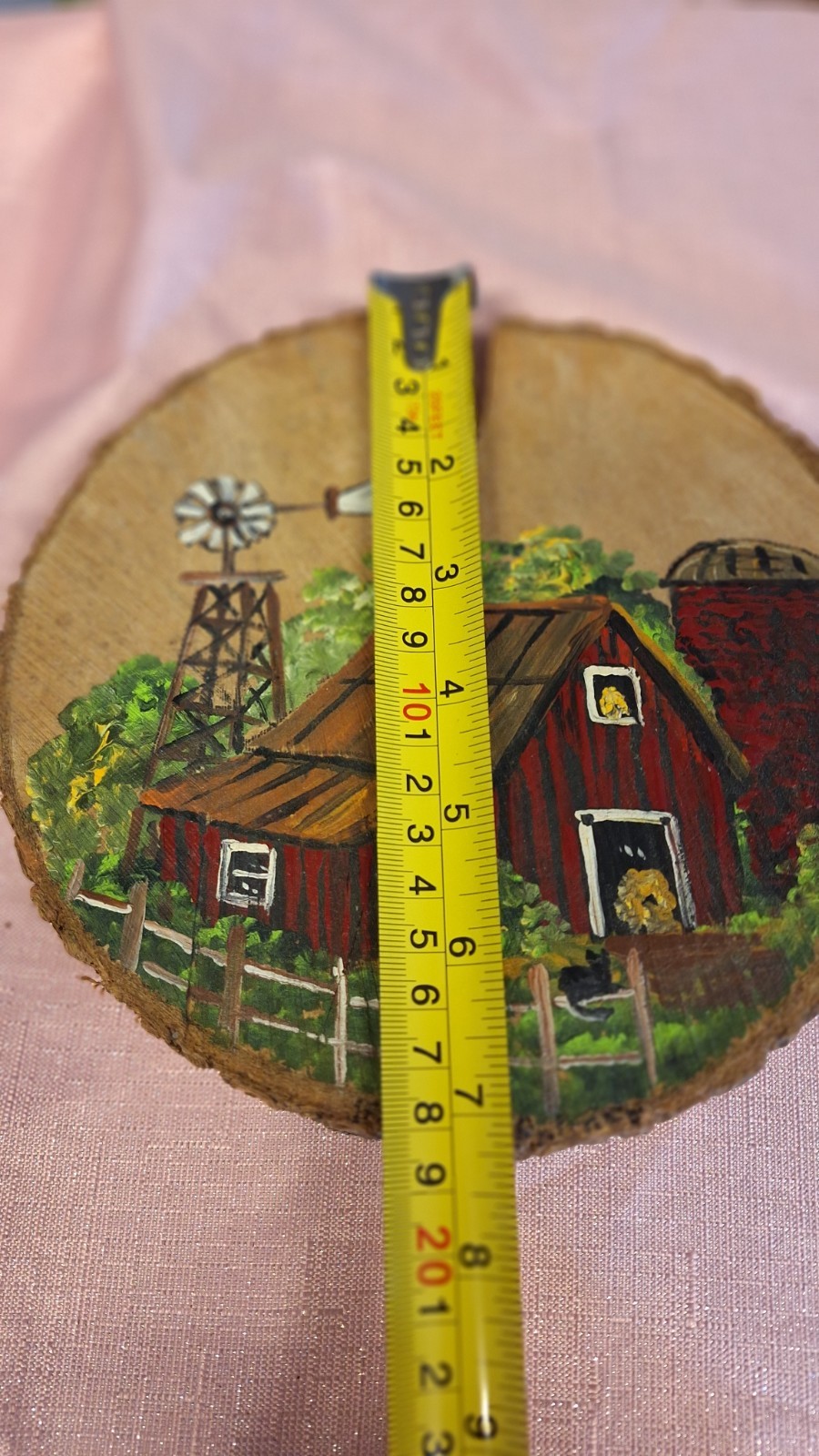 wood carving, hand made, Tractor & barn.
