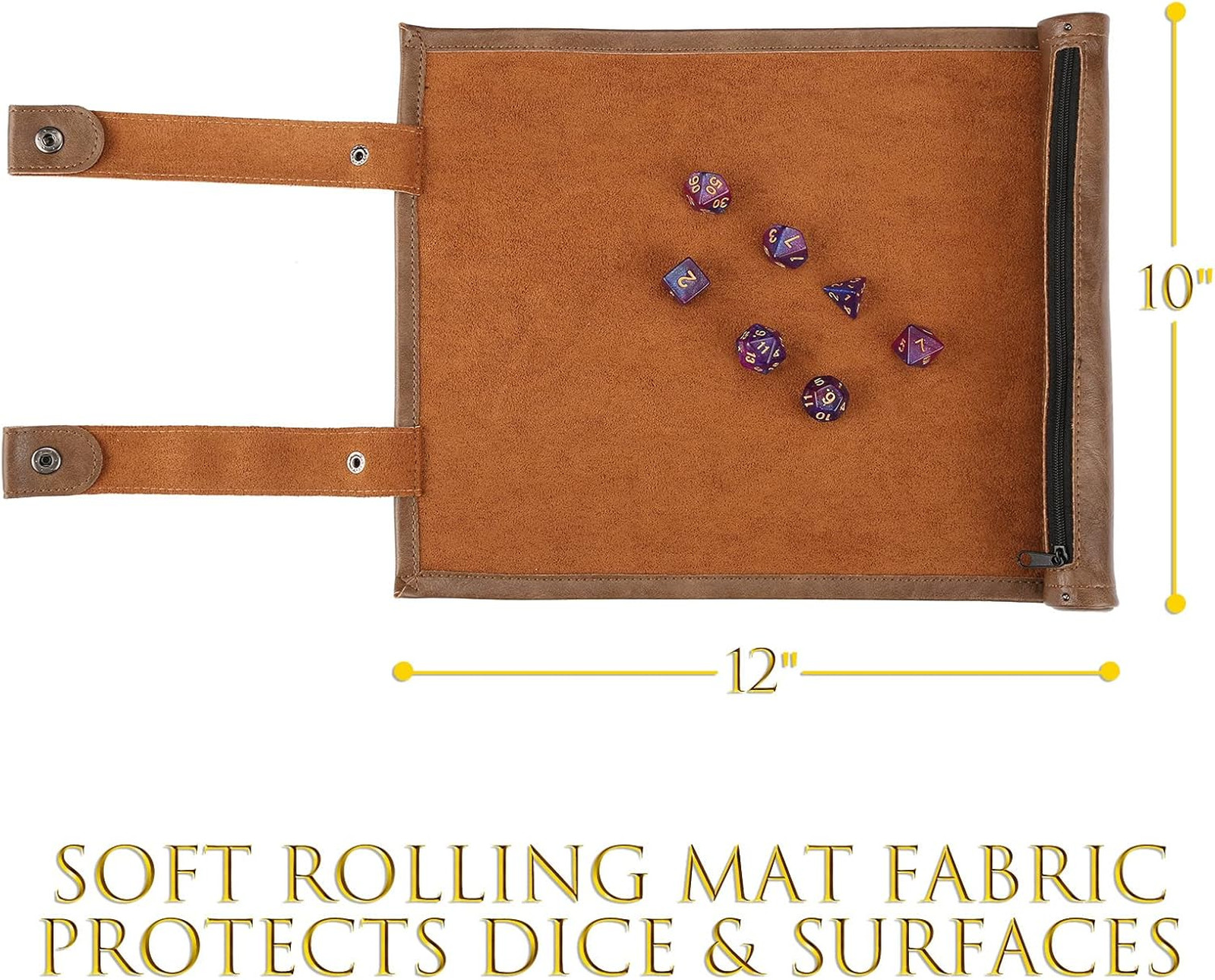 Dice Tray with Storage Leather Dice Rolling Mat DND Dungeons & Dragons Brown
