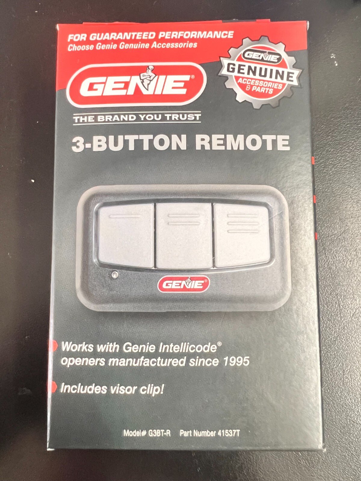 Genie 3-Button Visor Garage Door Opener Remote G3BT-R 3072