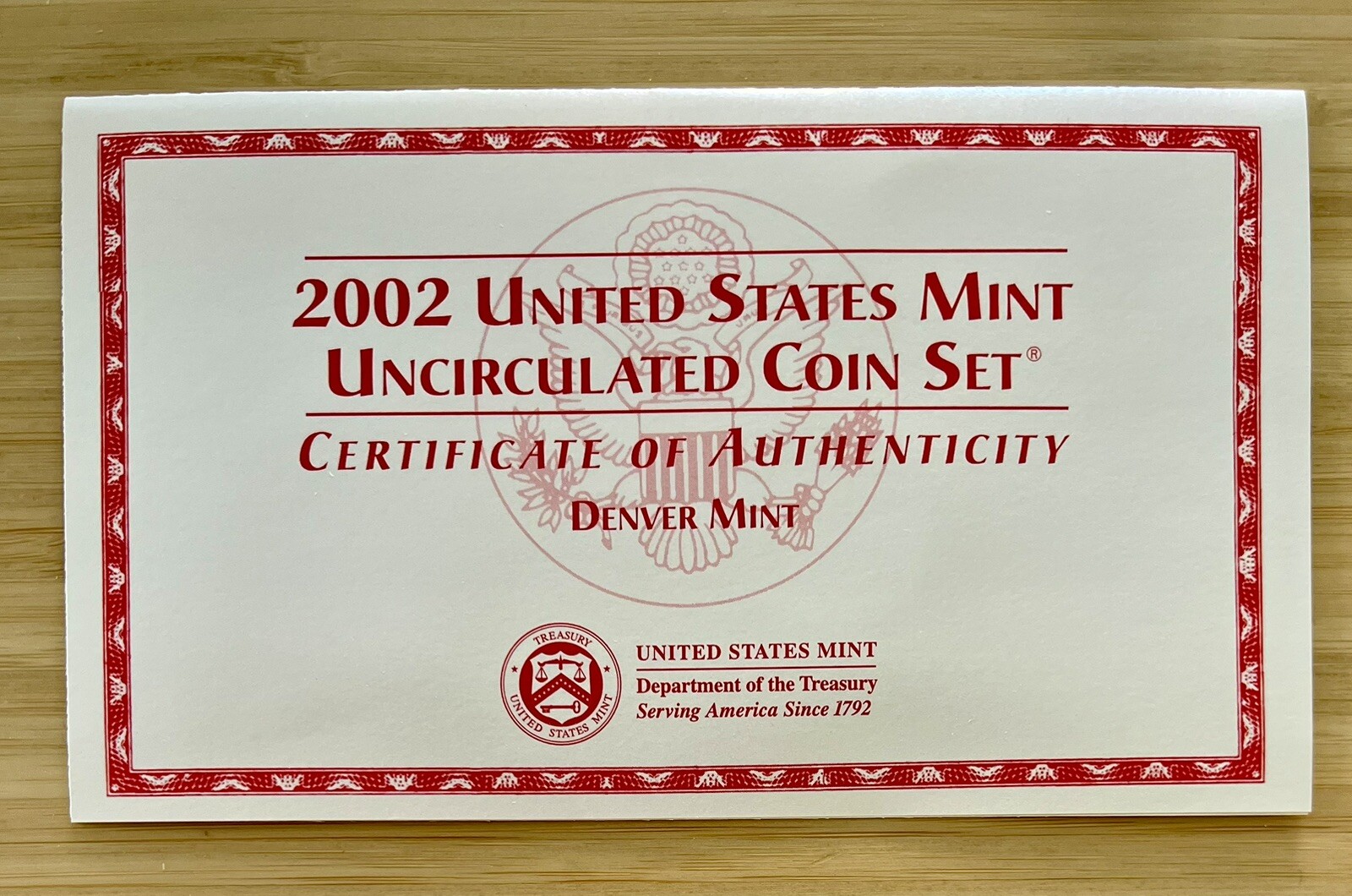 2002 P&D US Mint Uncirculated Coin Set OGP COA FREE SHIPPING
