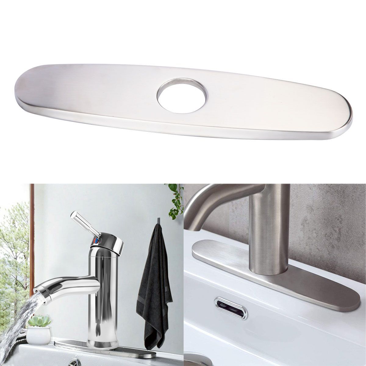 10" Kitchen Faucet Plate Sink Hole Cover Deck Plate Escutcheon Brushed Nicke US