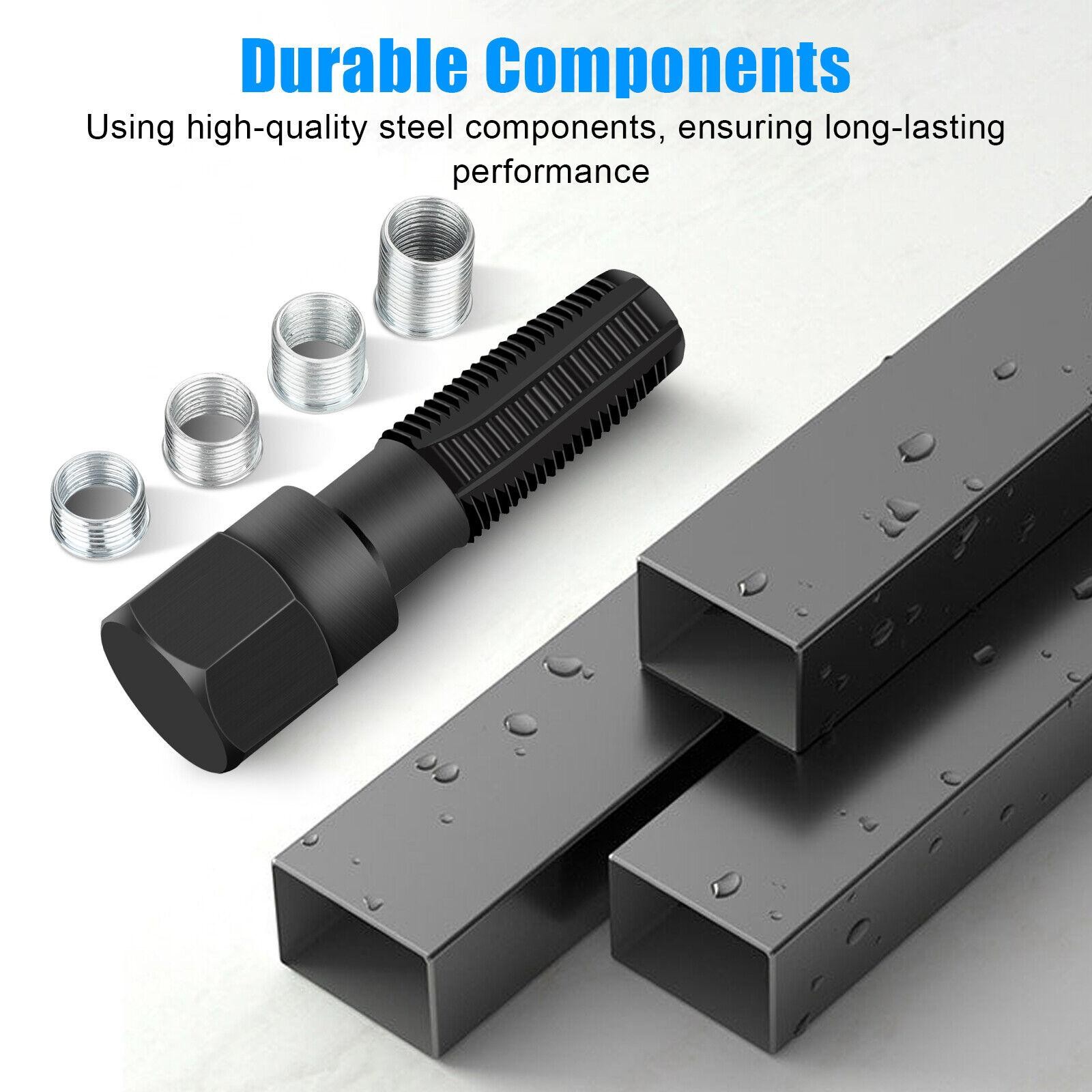 M14 x1.25 Spark Plug Rethread Thread Repair Kit Reamer Tap with 4 Inserts E