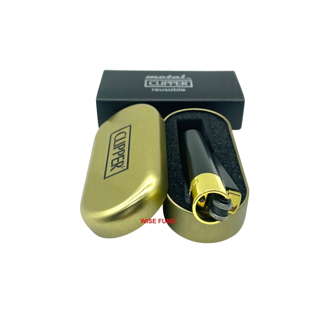 Clipper Full Metal Lighter Silver Black Gold Refillable