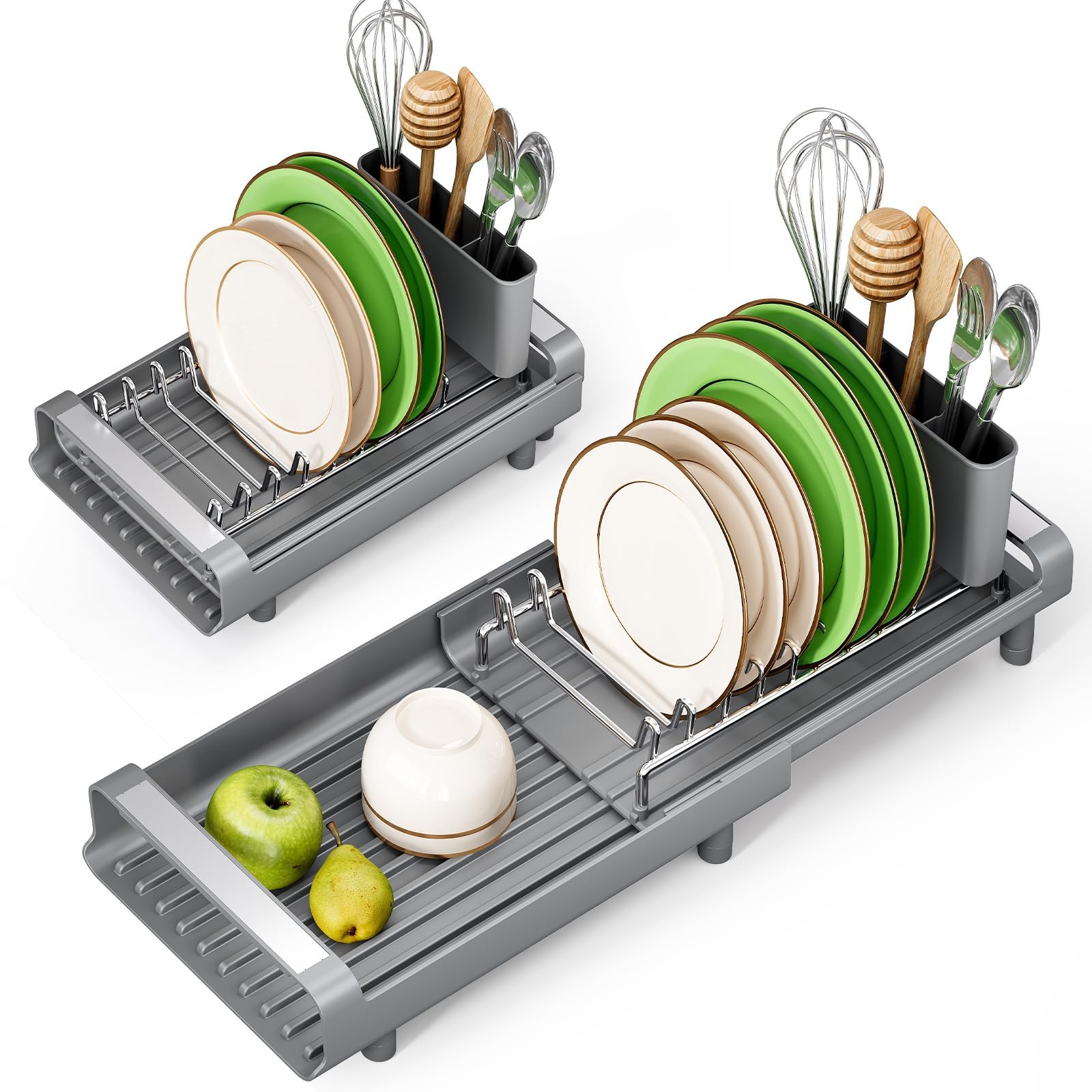 Small Dish Drying Rack, Mini Expandable Compact Dish Rack, Slim Extendable St...