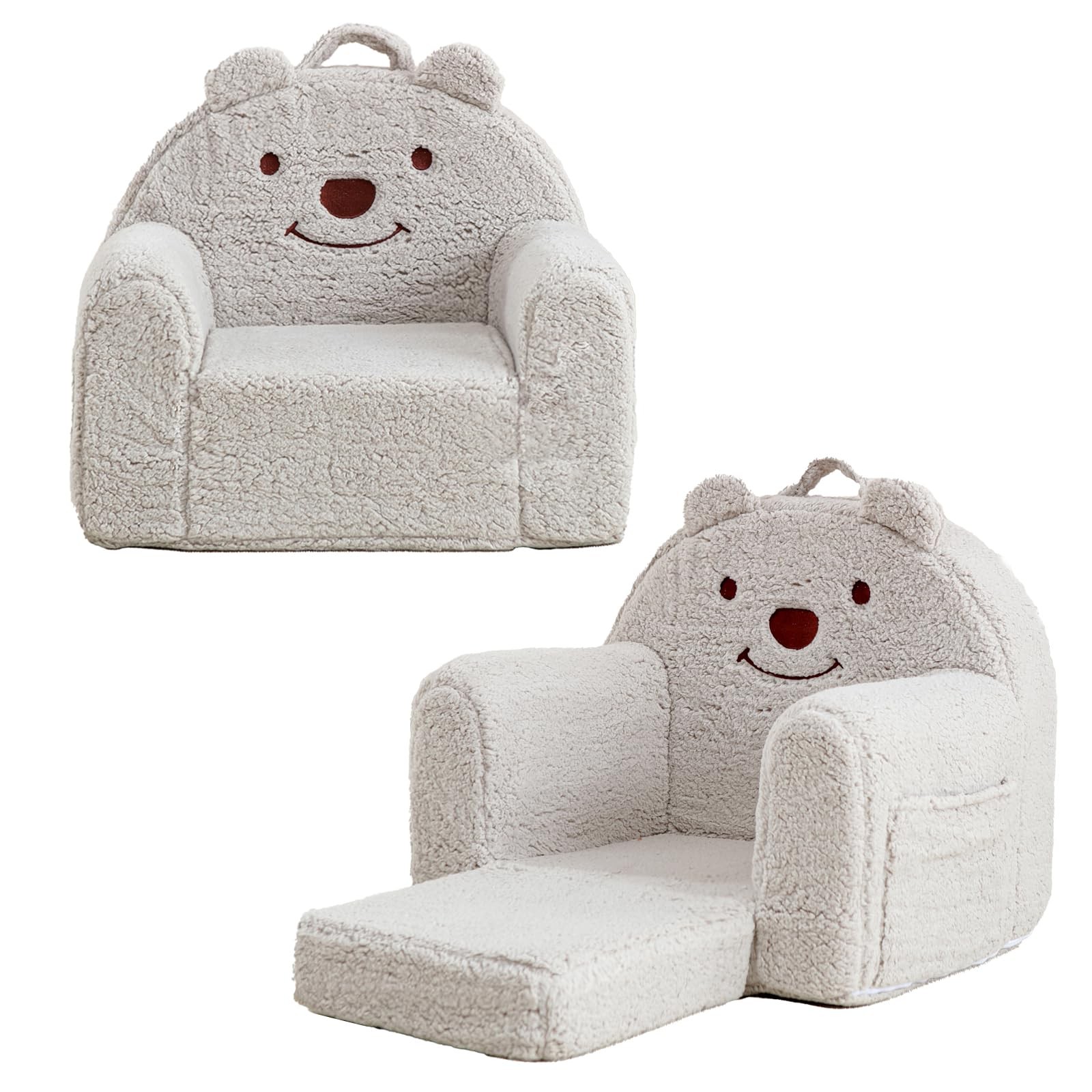 Kisdsa Toddler Chair,Sherpa Bear Kids Chair,Toddler Couch Fold Out,Children R...