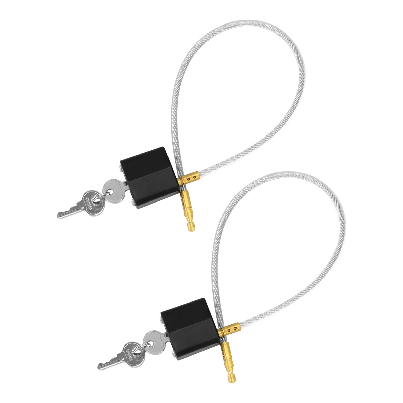 Motorcycle Helmet Deadbolt Lock 2 Pack Keyed Alike with Coated Steel Cable